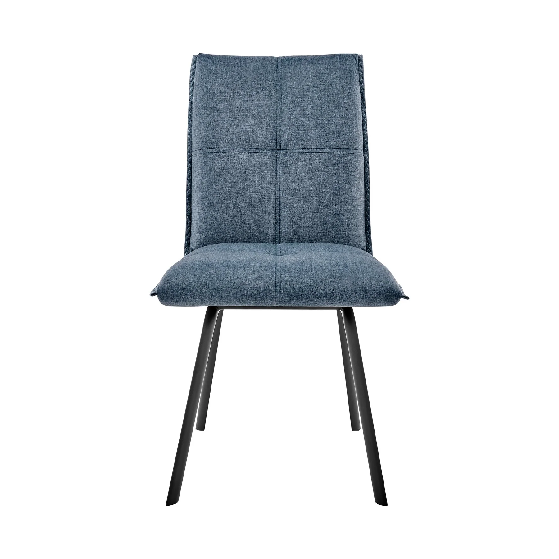 Rylee Dining Room Accent Chair in Blue Fabric and Black Finish - Set of 2 - Image 2
