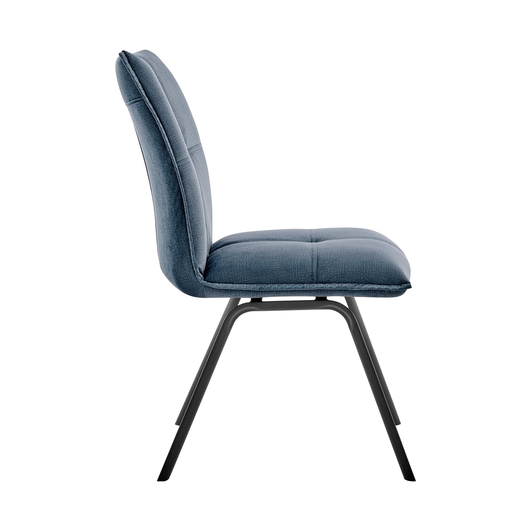 Rylee Dining Room Accent Chair in Blue Fabric and Black Finish - Set of 2 - Image 3