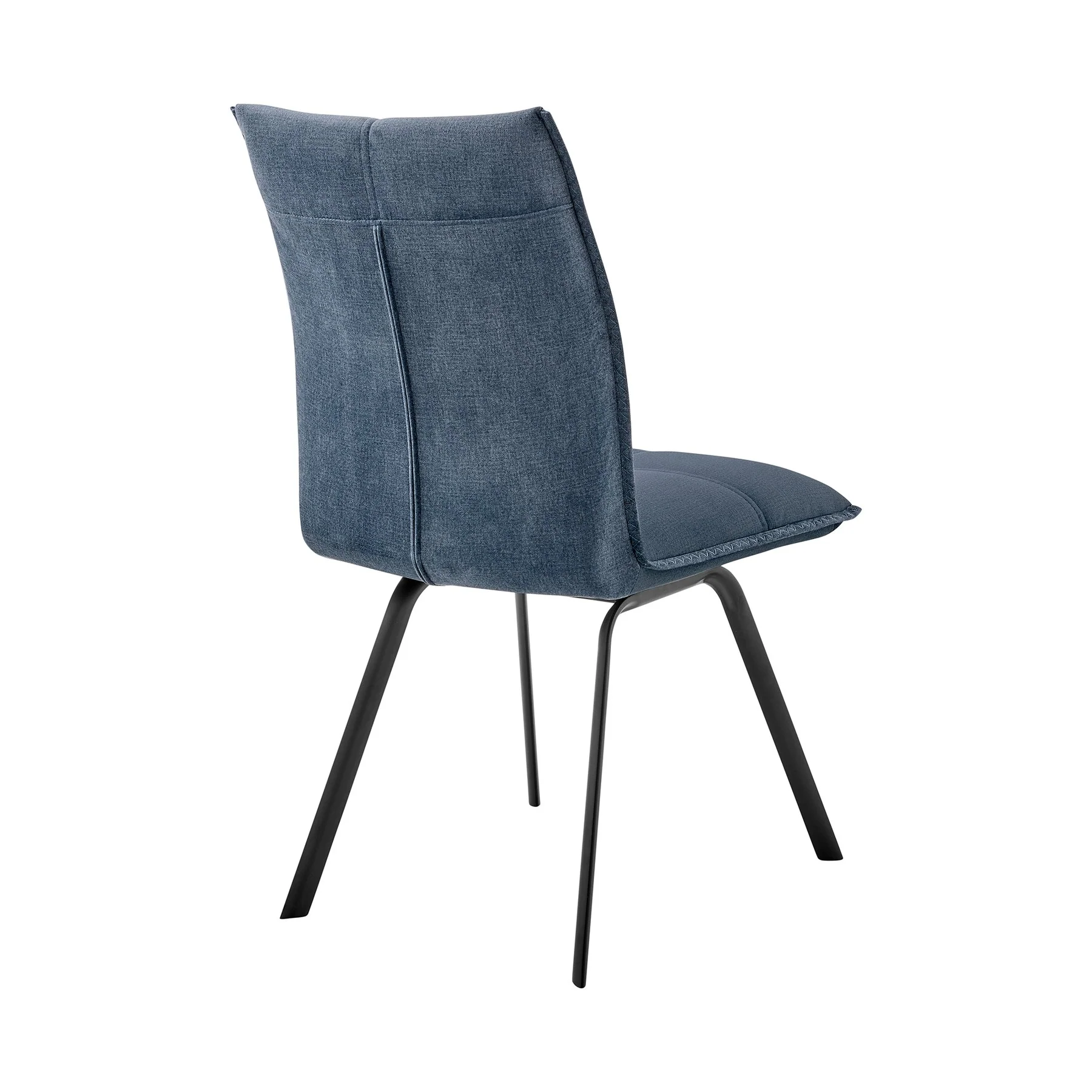 Rylee Dining Room Accent Chair in Blue Fabric and Black Finish - Set of 2 - Image 4