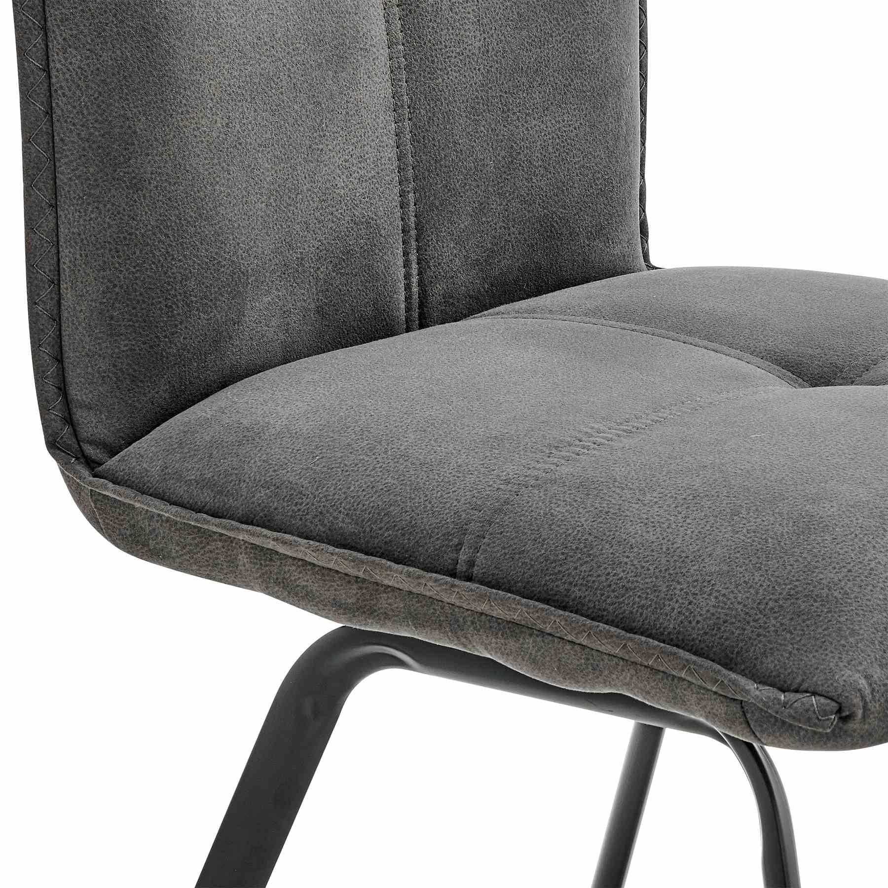 Rylee Dining Room Accent Chair in Charcoal Fabric and Black Finish - Set of 2 - Image 6