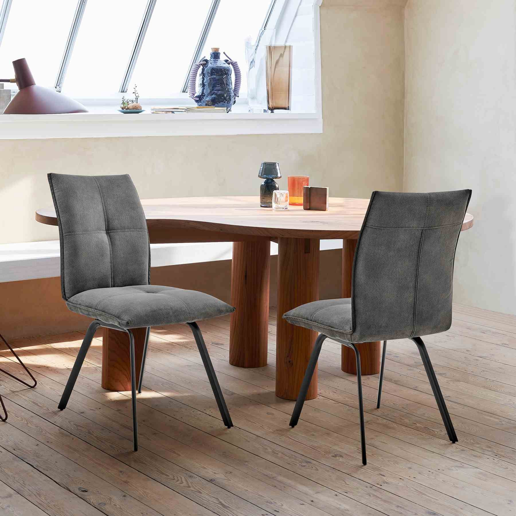 Rylee Dining Room Accent Chair in Charcoal Fabric and Black Finish - Set of 2 - Image 9