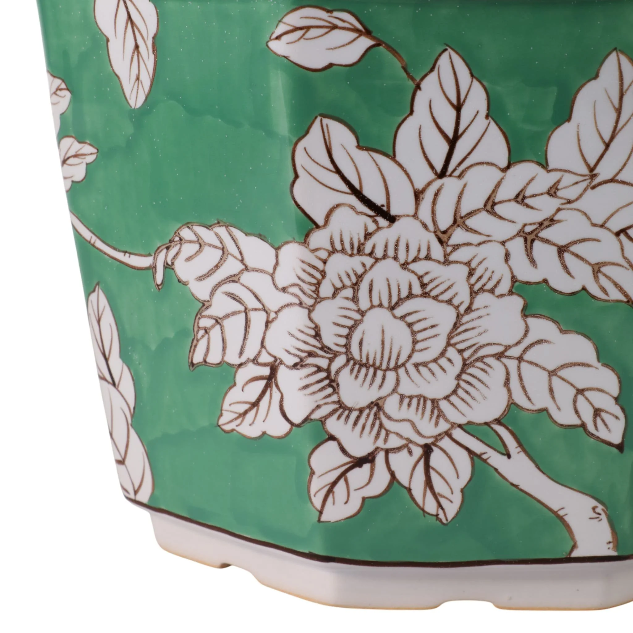S/2 10/12 Bird & Flower Chinoiserie Planters,green - Image 4