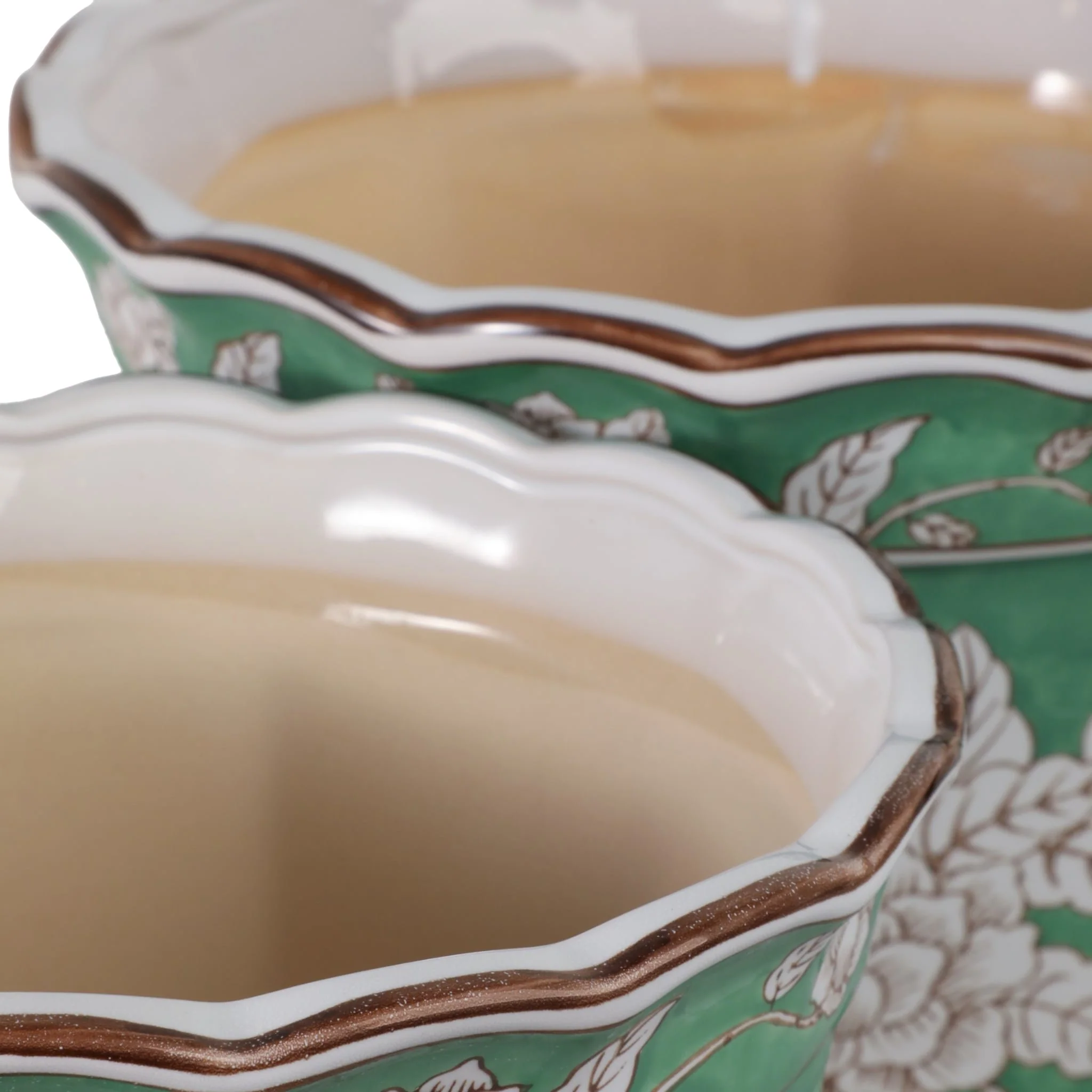 S/2 10/12 Bird & Flower Chinoiserie Planters,green - Image 5