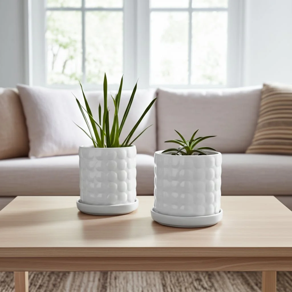 S/2 10/12" Bubble Planter, White - Image 12