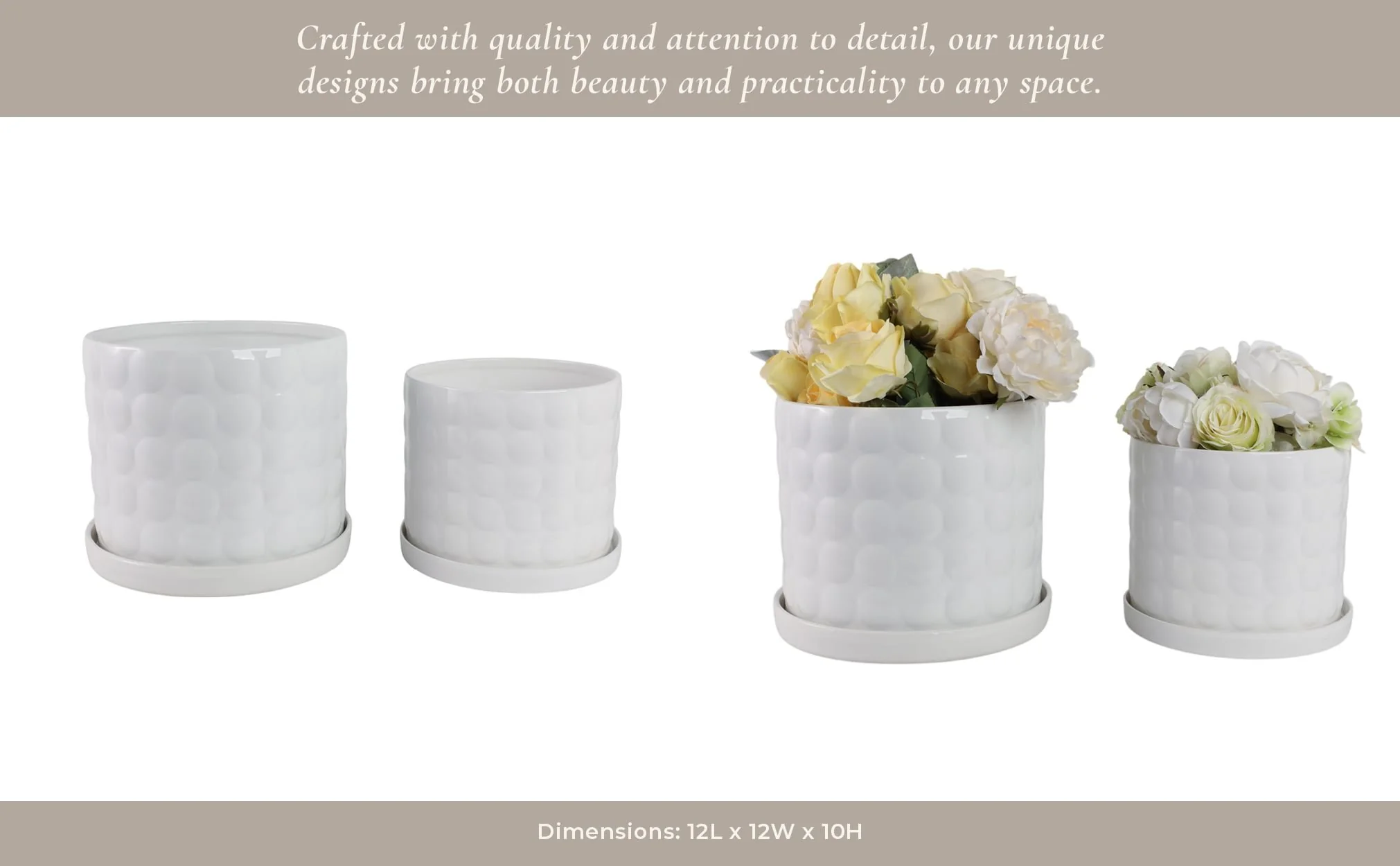 S/2 10/12" Bubble Planter, White - Image 13