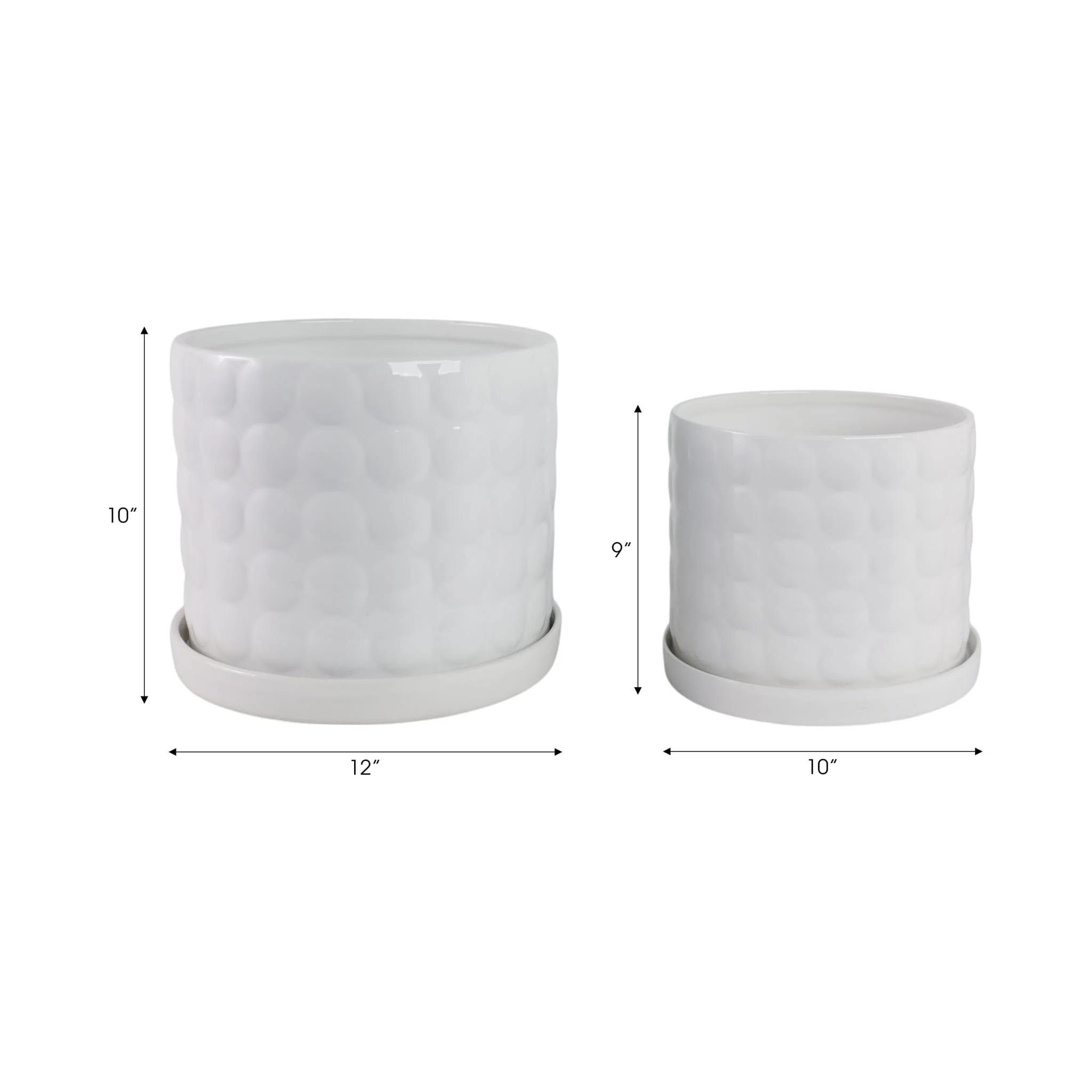 S/2 10/12" Bubble Planter, White - Image 8