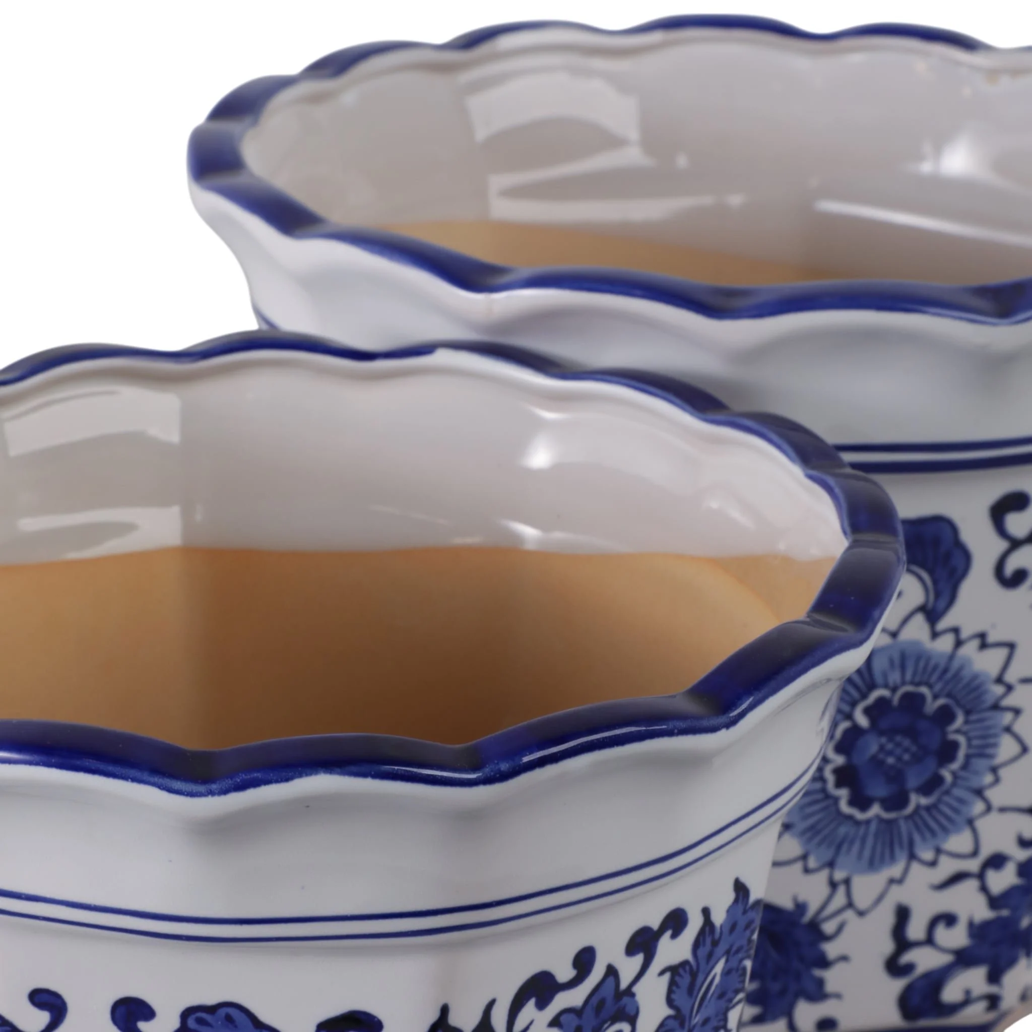S/2 10/12" Chinoiserie Pot Planters, Blue/wht - Image 6