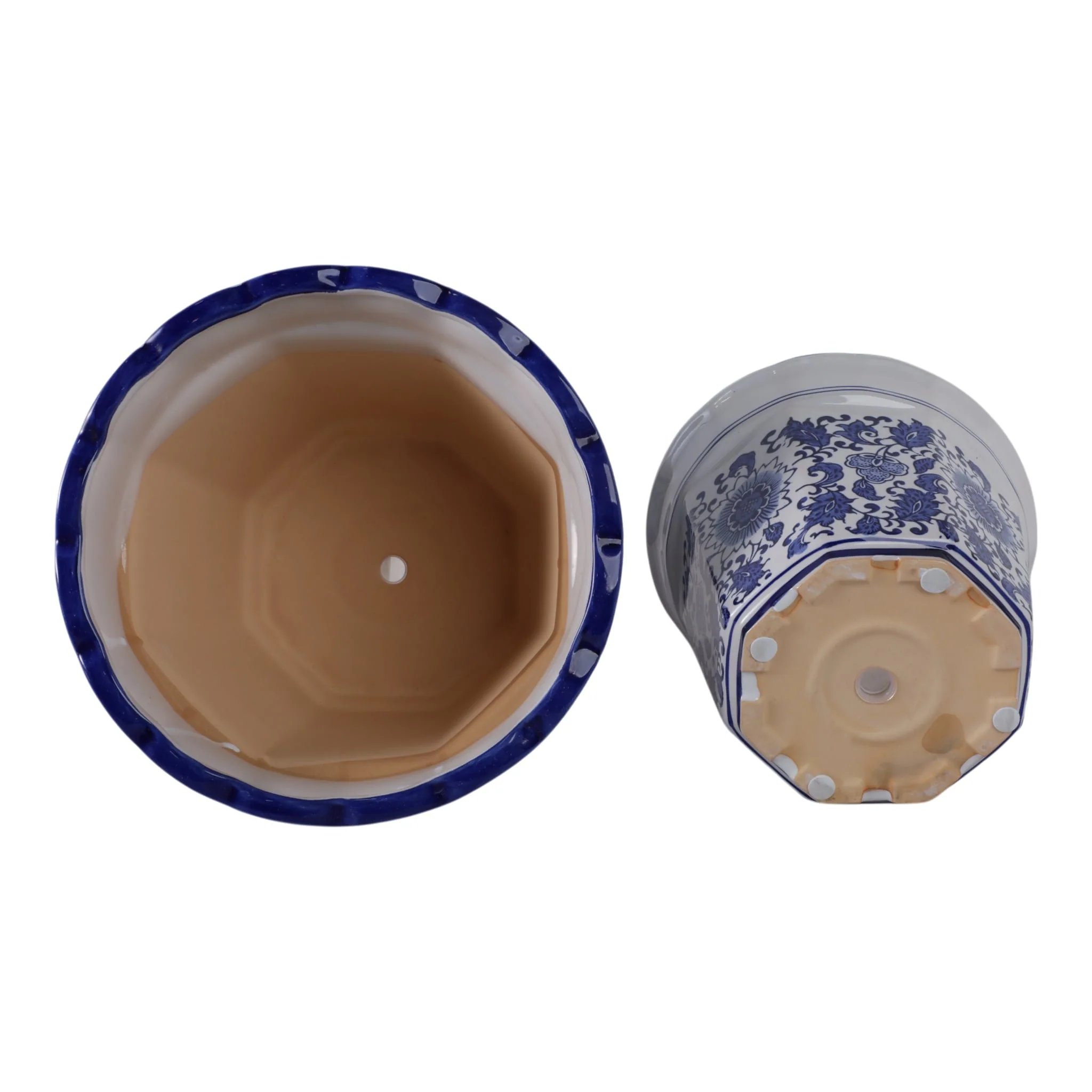 S/2 10/12" Chinoiserie Pot Planters, Blue/wht - Image 7