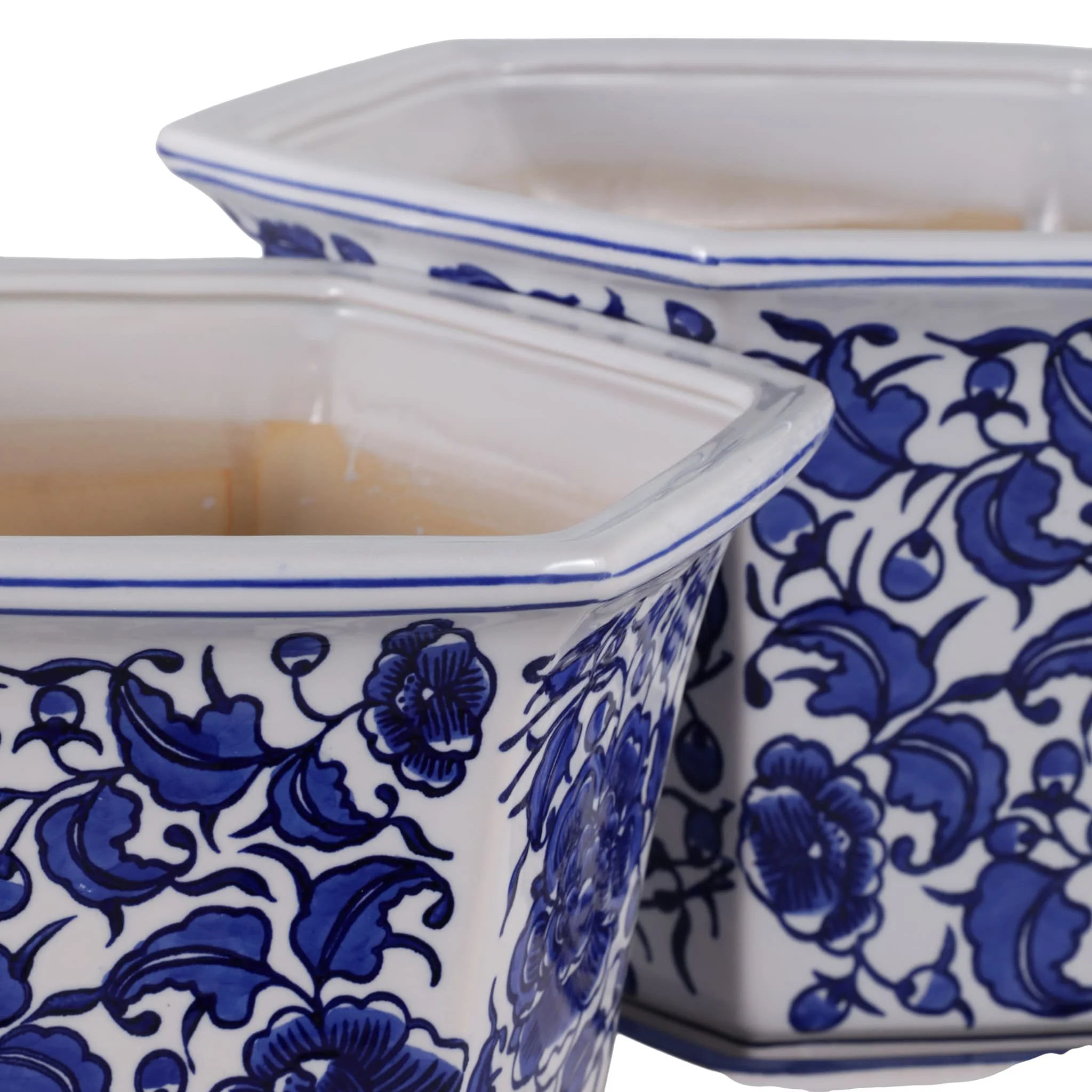 S/2 10/12" Chinoiserie Saucer Planter, Blue/white - Image 5