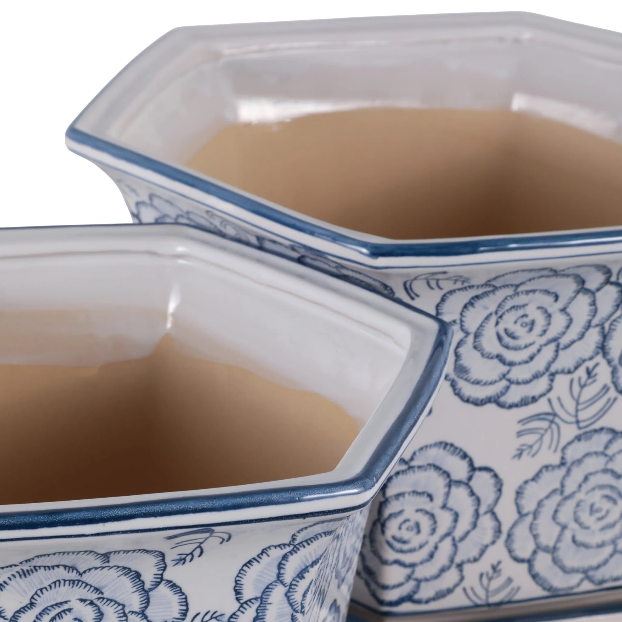 S/2 10/12" Chinoiserie Saucer Planter, Blue/white - Image 5