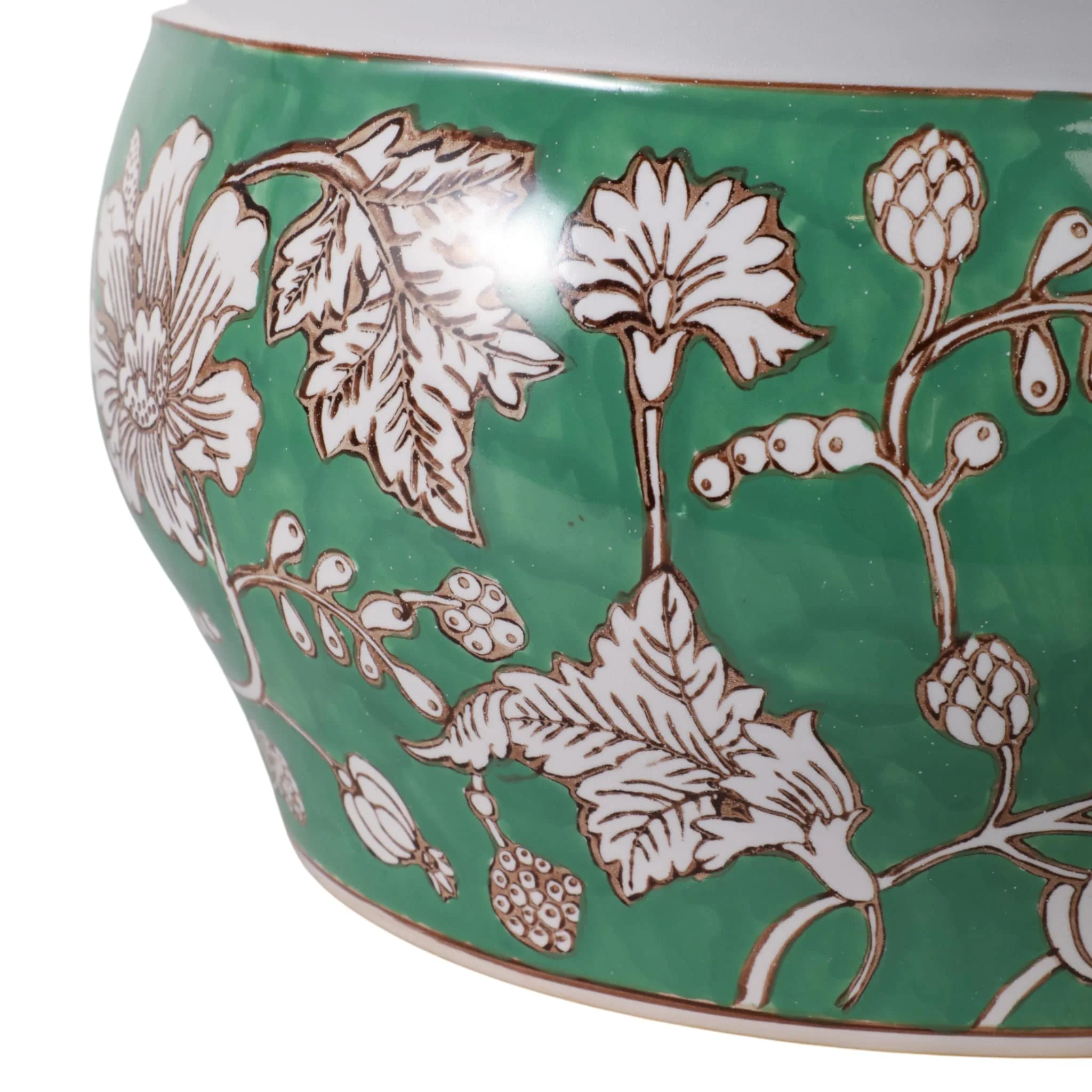 S/2 10/12" Chinoiserie Vines Planters, Green - Image 4
