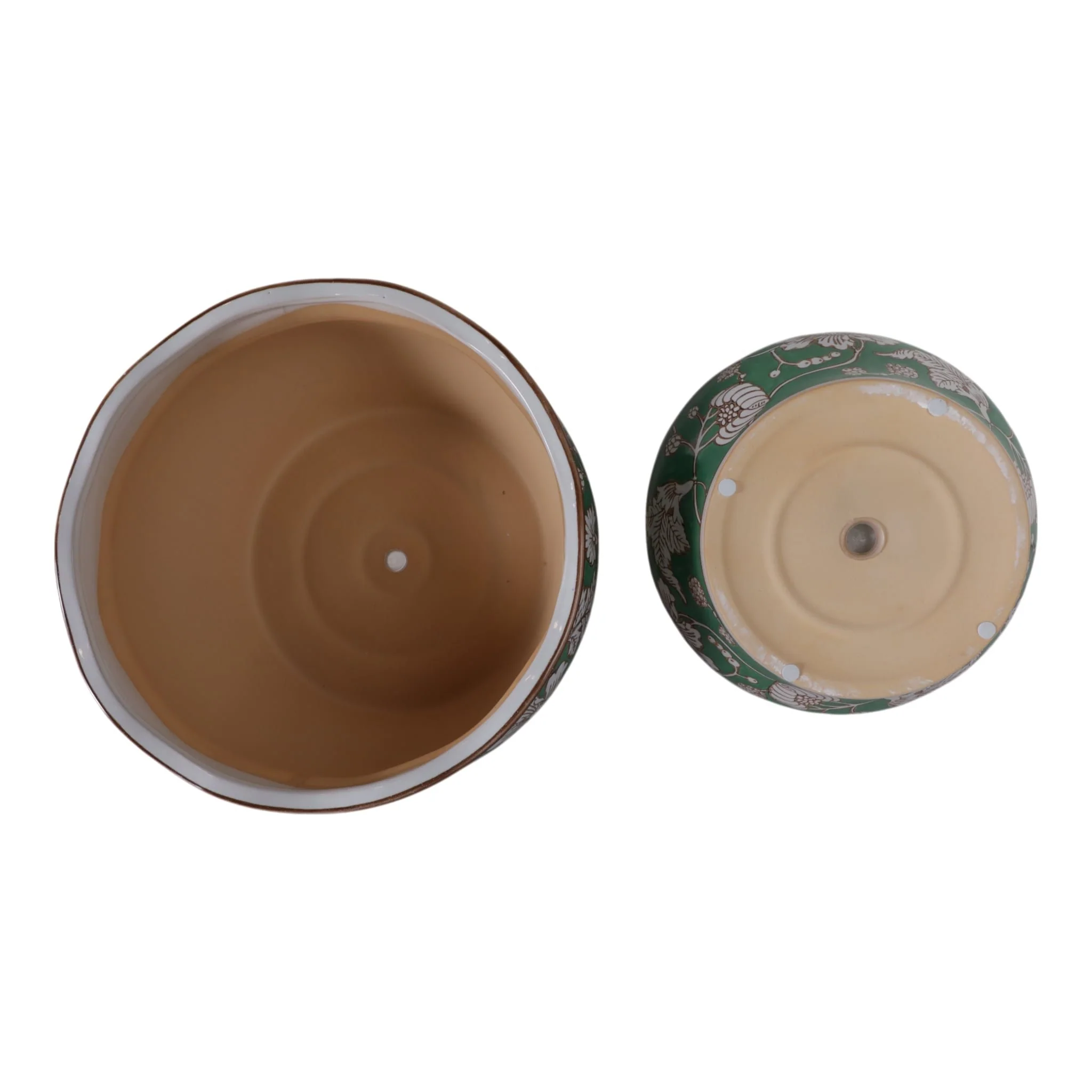 S/2 10/12" Chinoiserie Vines Planters, Green - Image 6