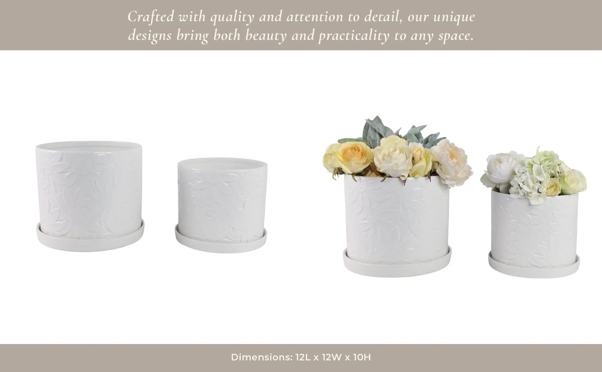 S/2 10/12" Daisy Flower Planter, White - Image 9