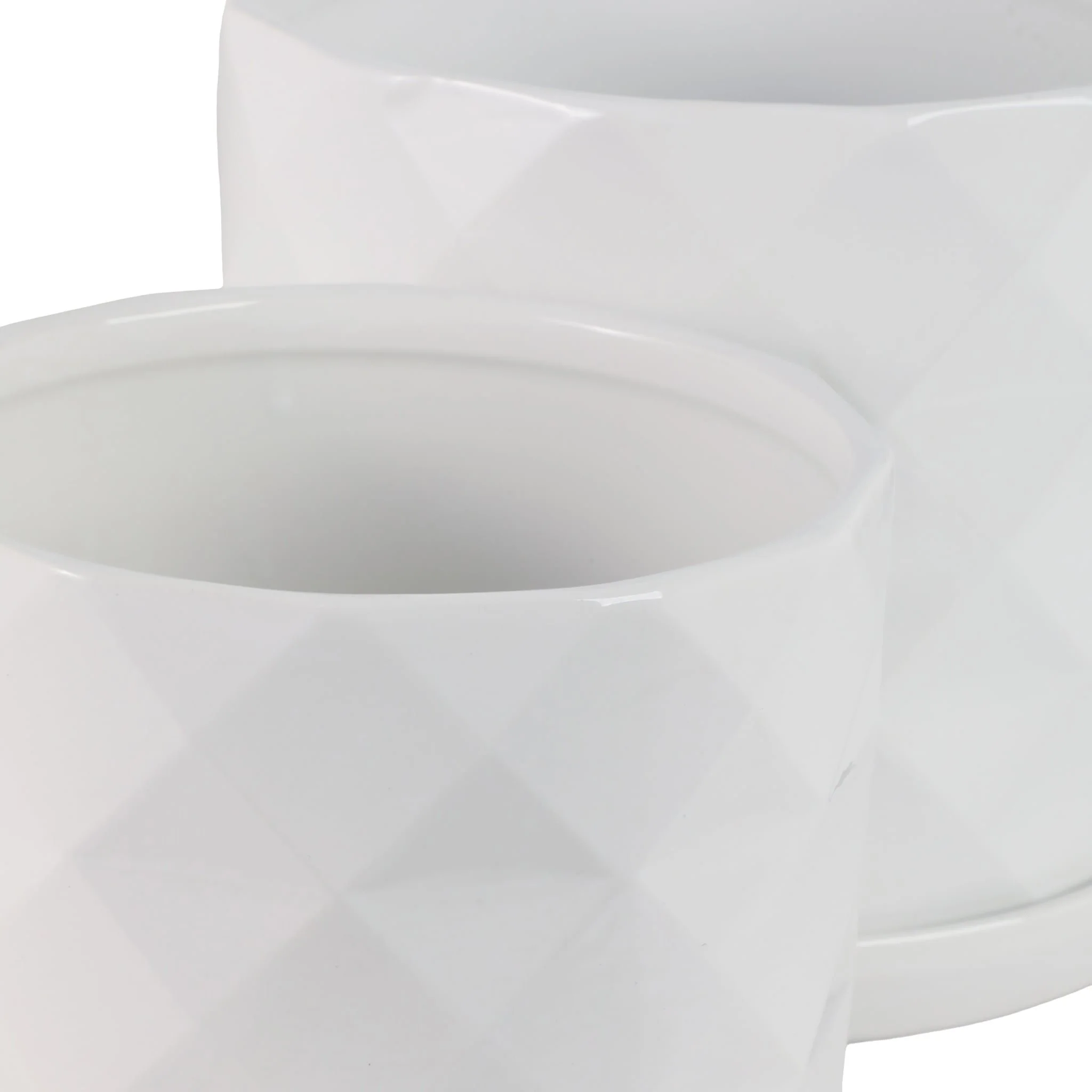 S/2 10/12" Geo Planter, White - Image 5