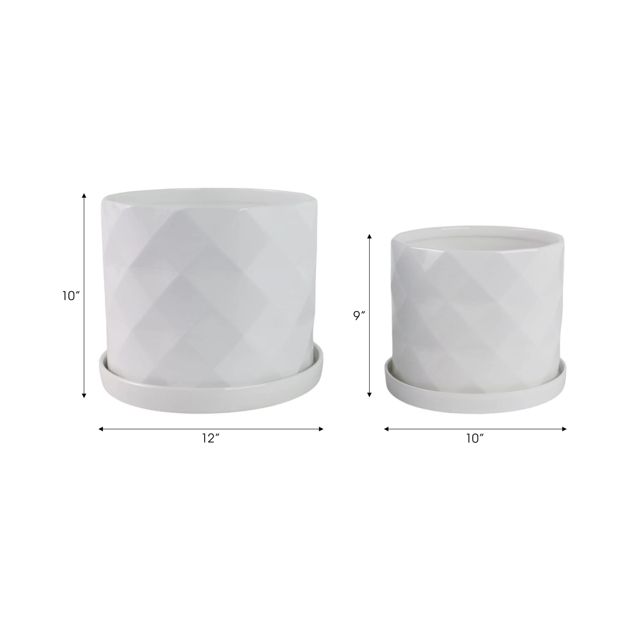 S/2 10/12" Geo Planter, White - Image 7