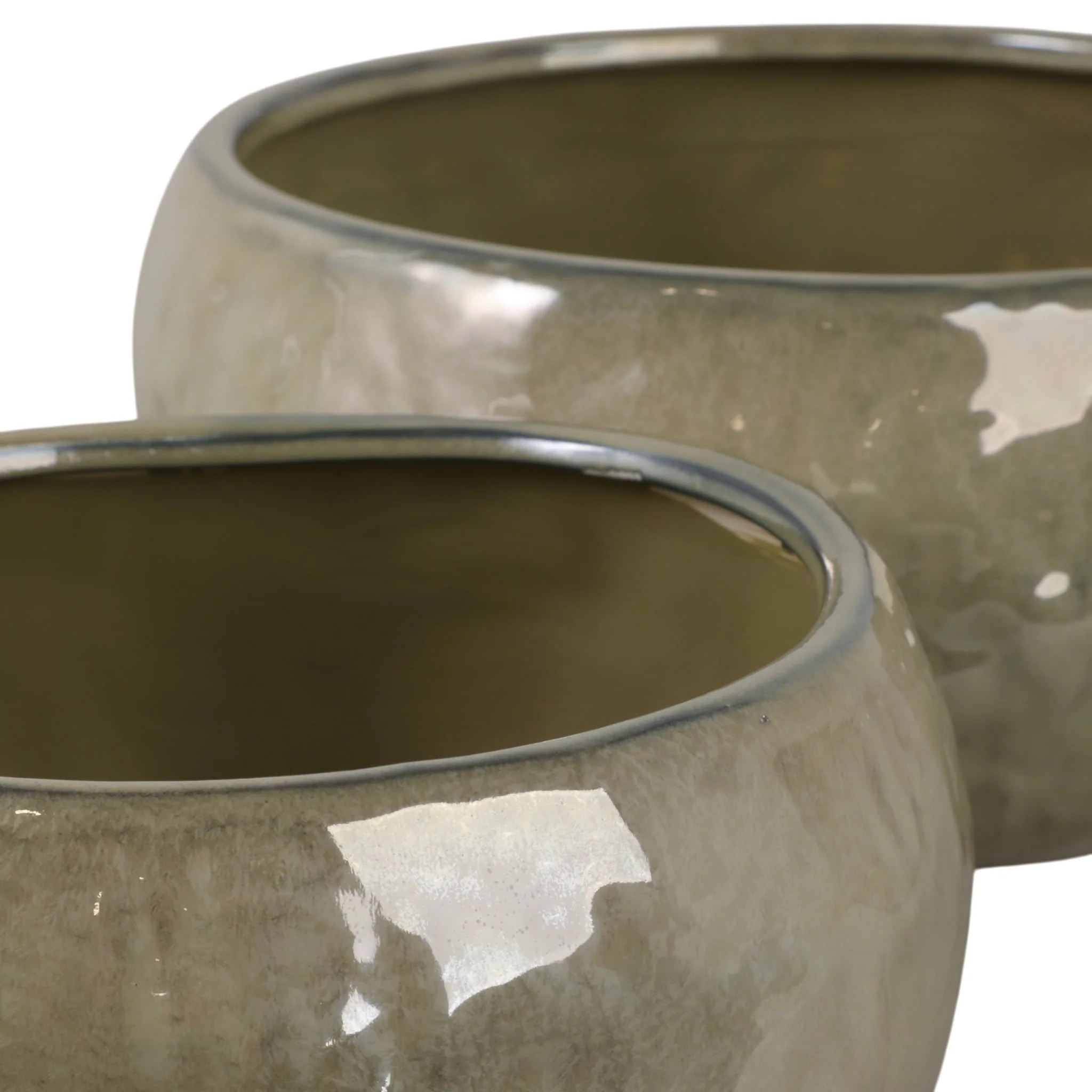 S/2 10/12" Iridescent Bowl Planters, Green - Image 5