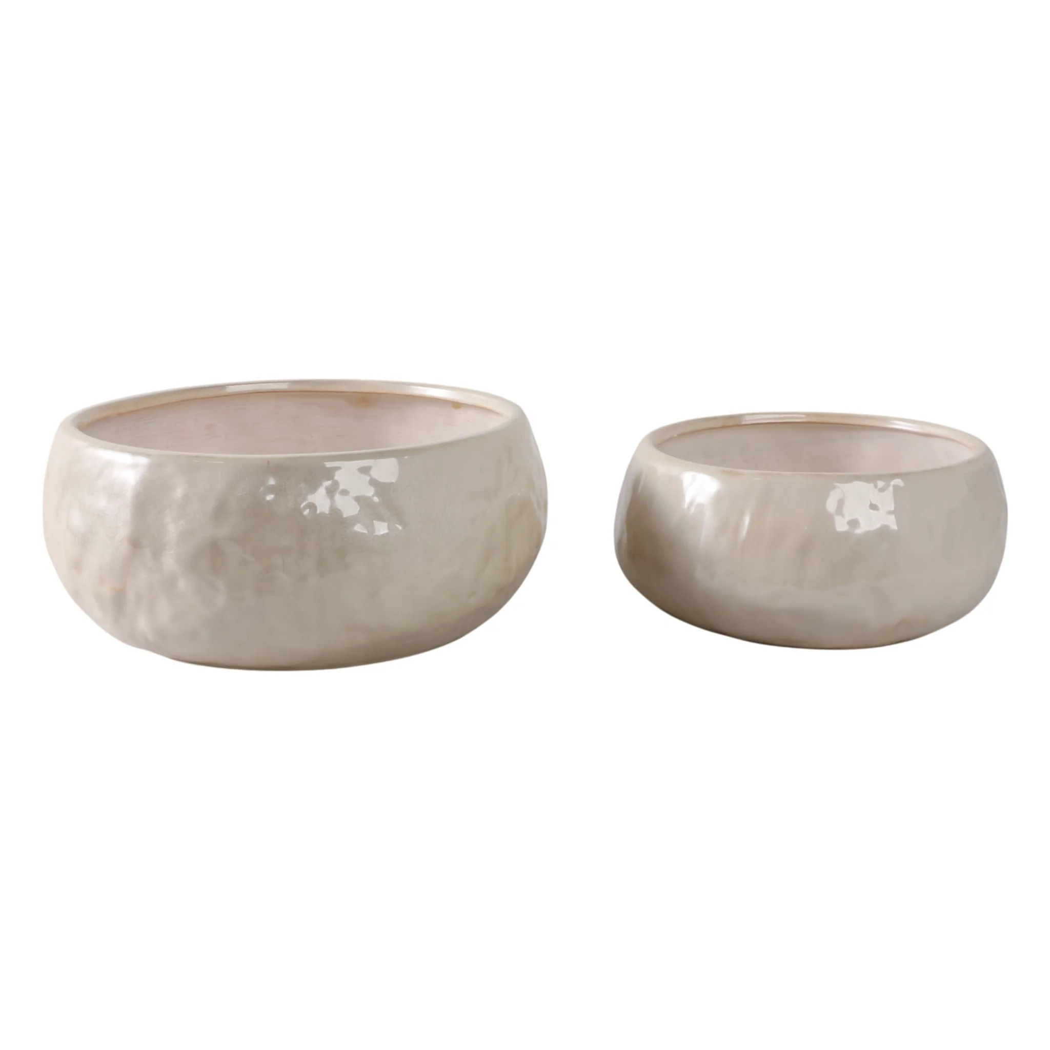 S/2 10/12" Iridescent Bowl Planters, White - Image 2