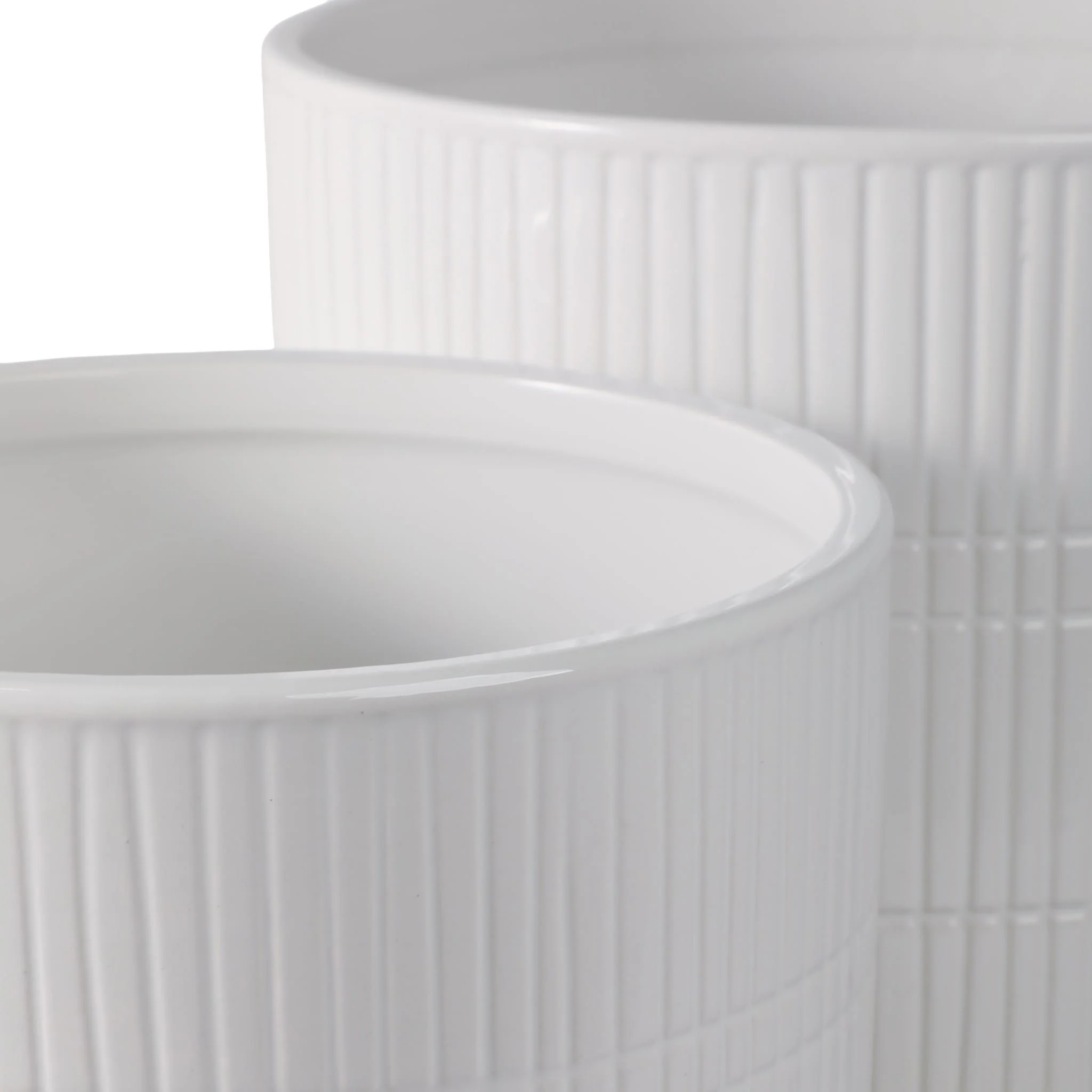 S/2 10/12" Line Textured Planter, White - Image 6