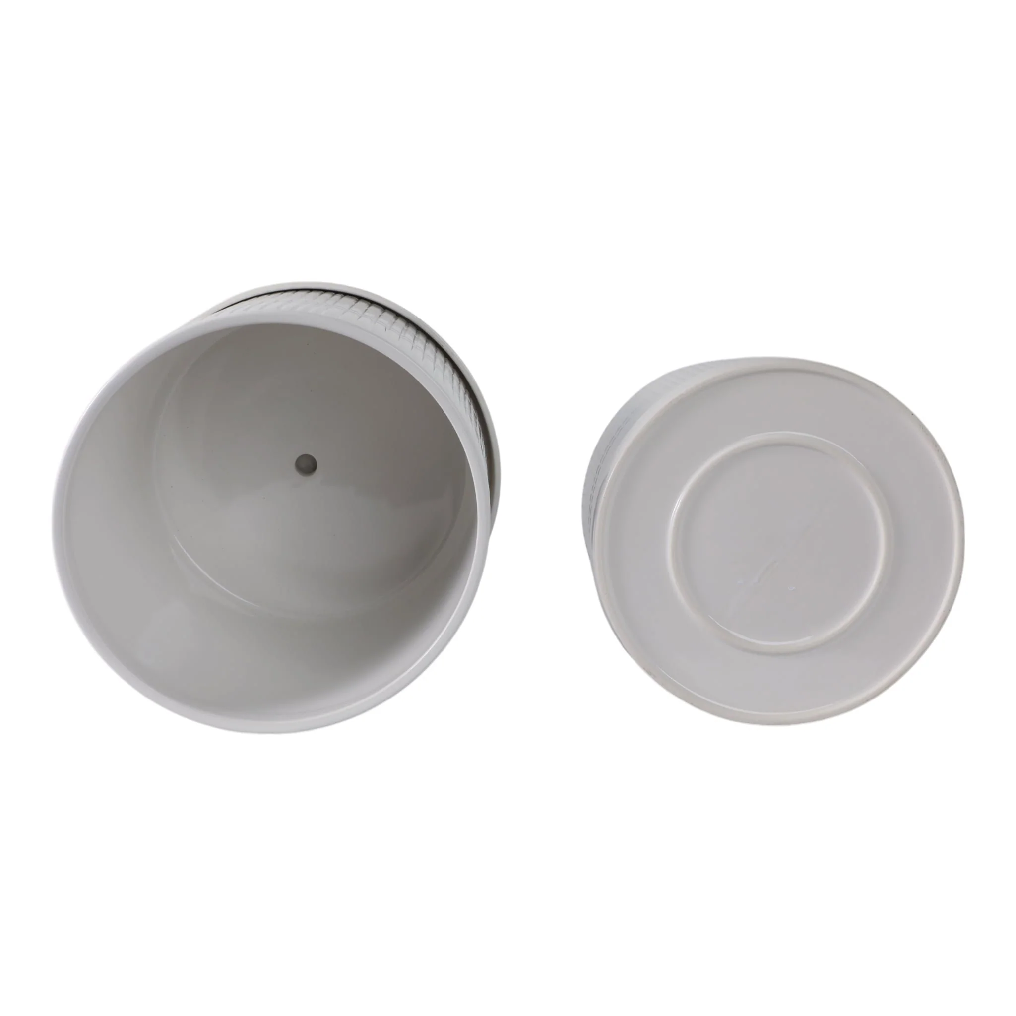 S/2 10/12" Line Textured Planter, White - Image 7