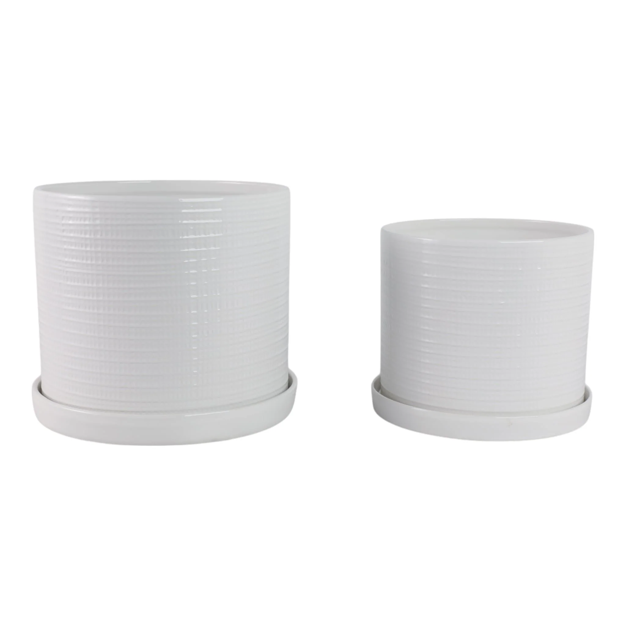 S/2 10/12" Modern Planter, White - Image 3