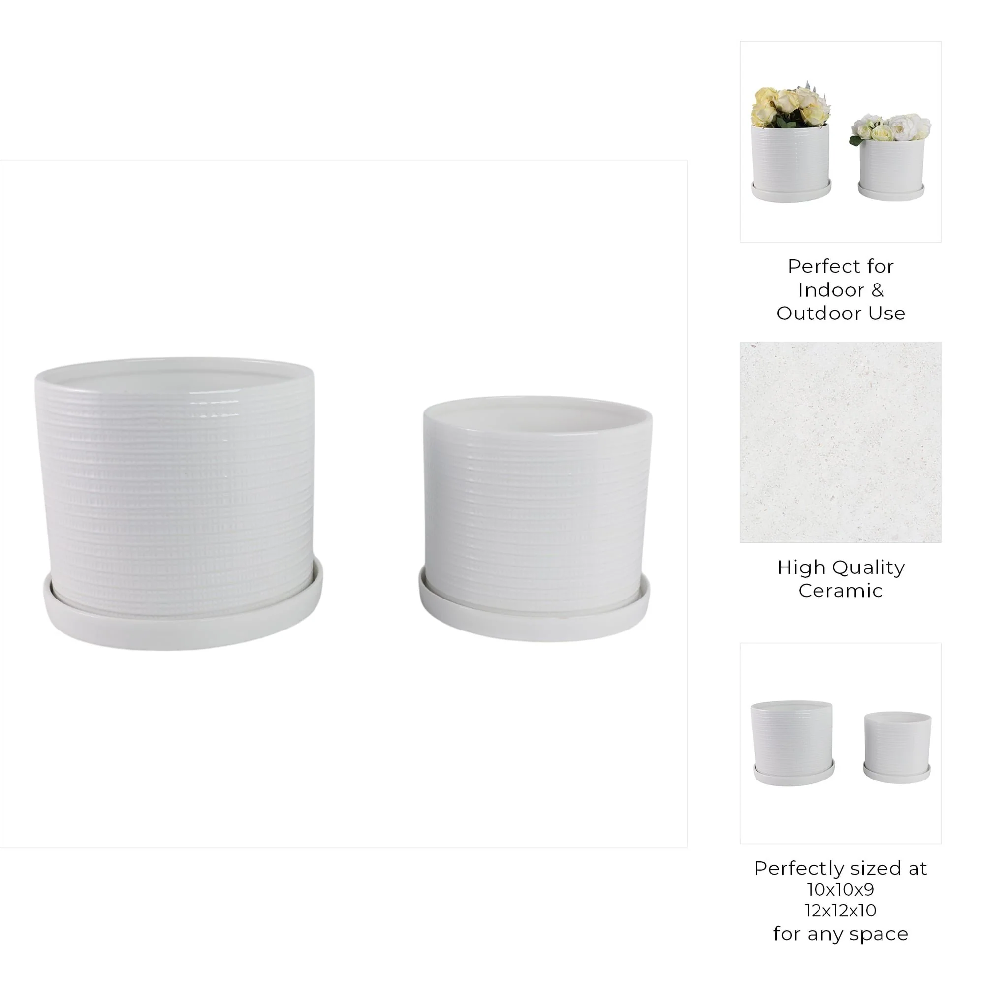 S/2 10/12" Modern Planter, White - Image 9