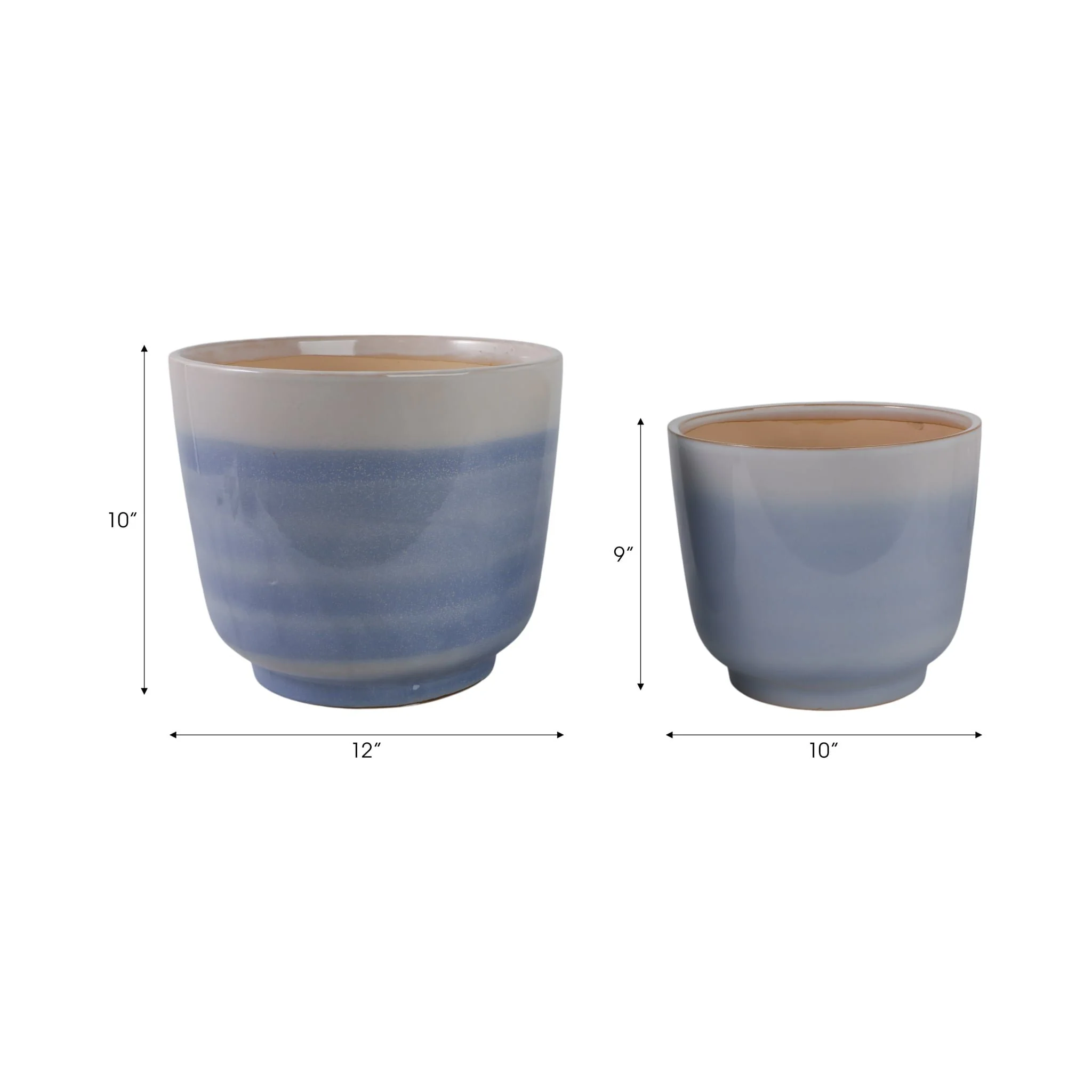 S/2 10/12" Reactive Glazed Planters, Baby Blue - Image 8