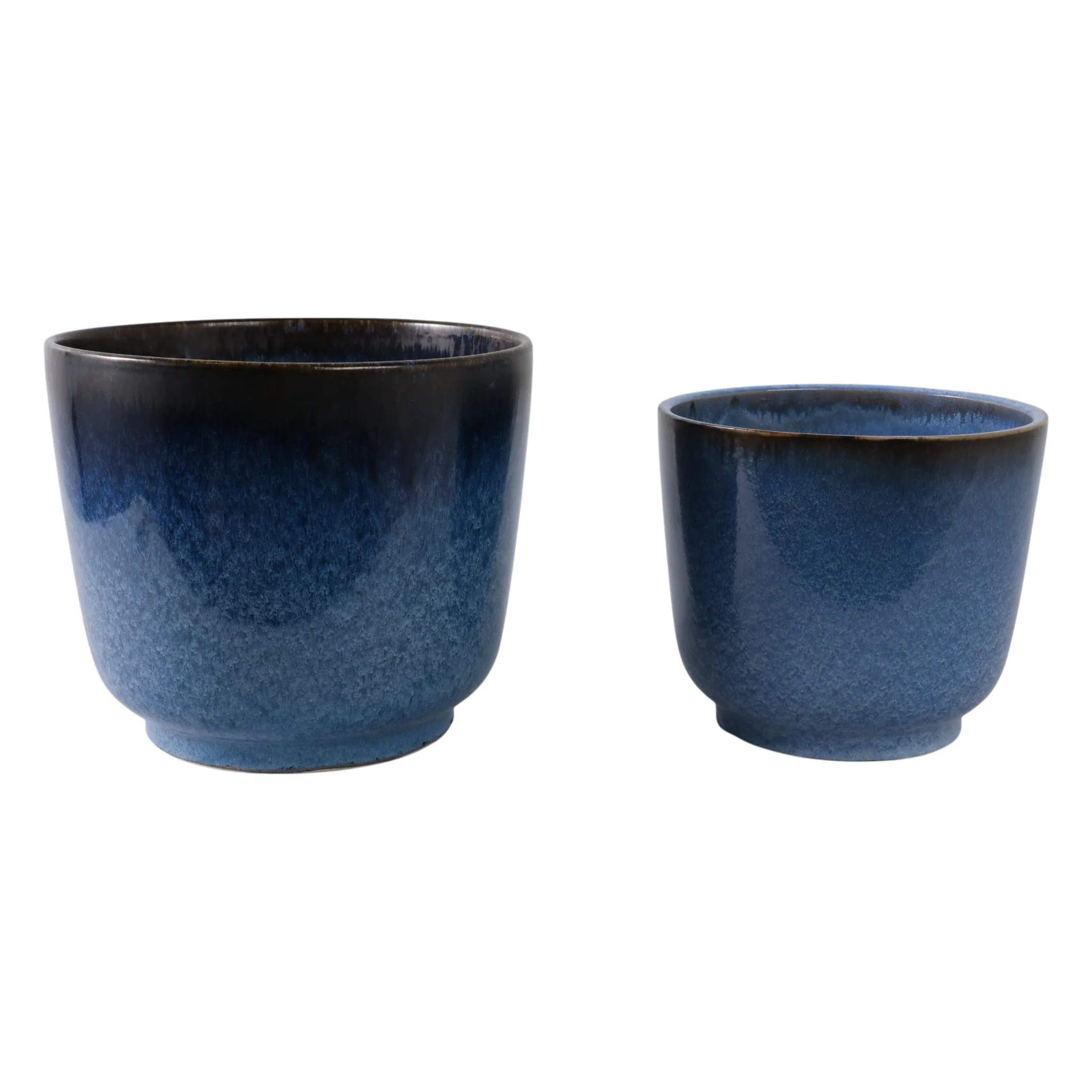 S/2 10/12" Reactive Glazed Planters, Blue - Image 4