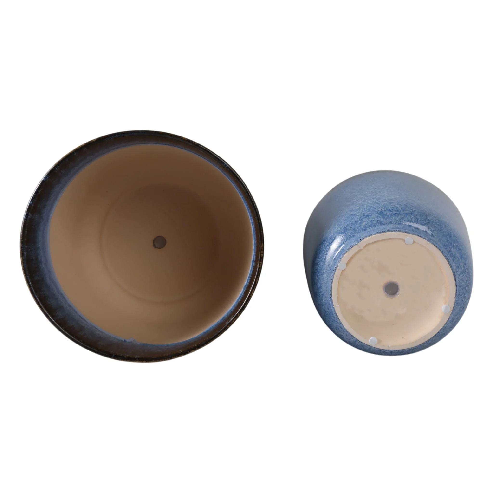 S/2 10/12" Reactive Glazed Planters, Blue - Image 7