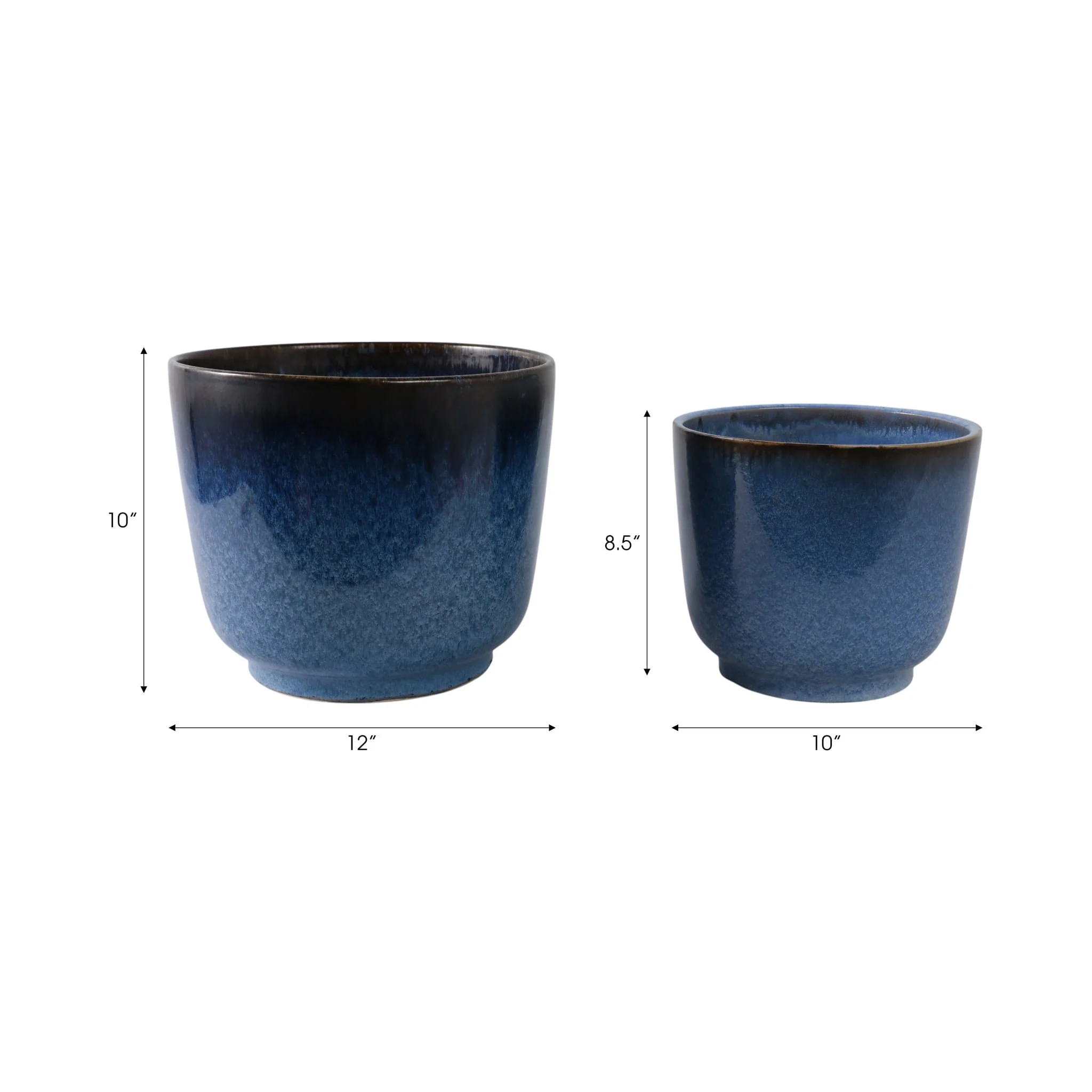 S/2 10/12" Reactive Glazed Planters, Blue - Image 9