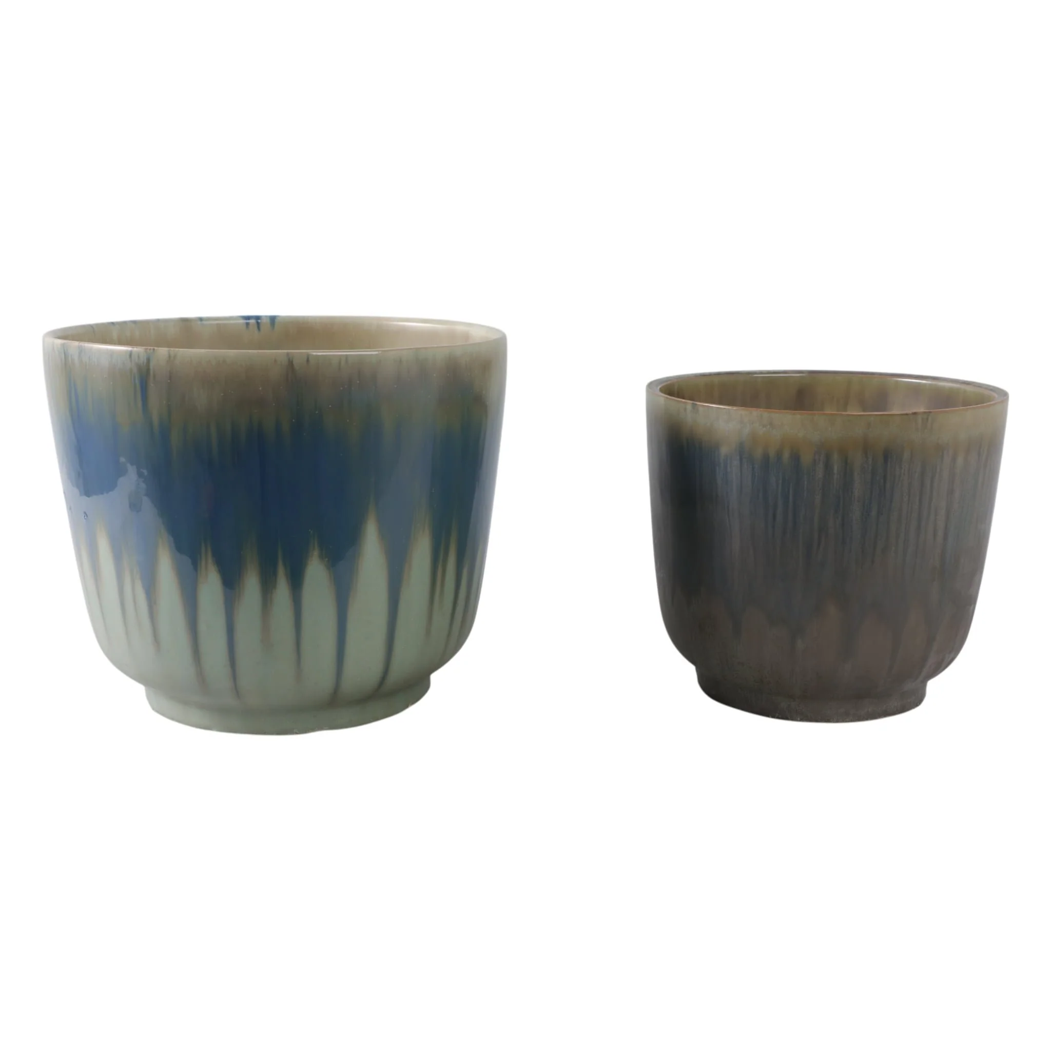 S/2 10/12" Reactive Multi Glazed Planters - Image 3