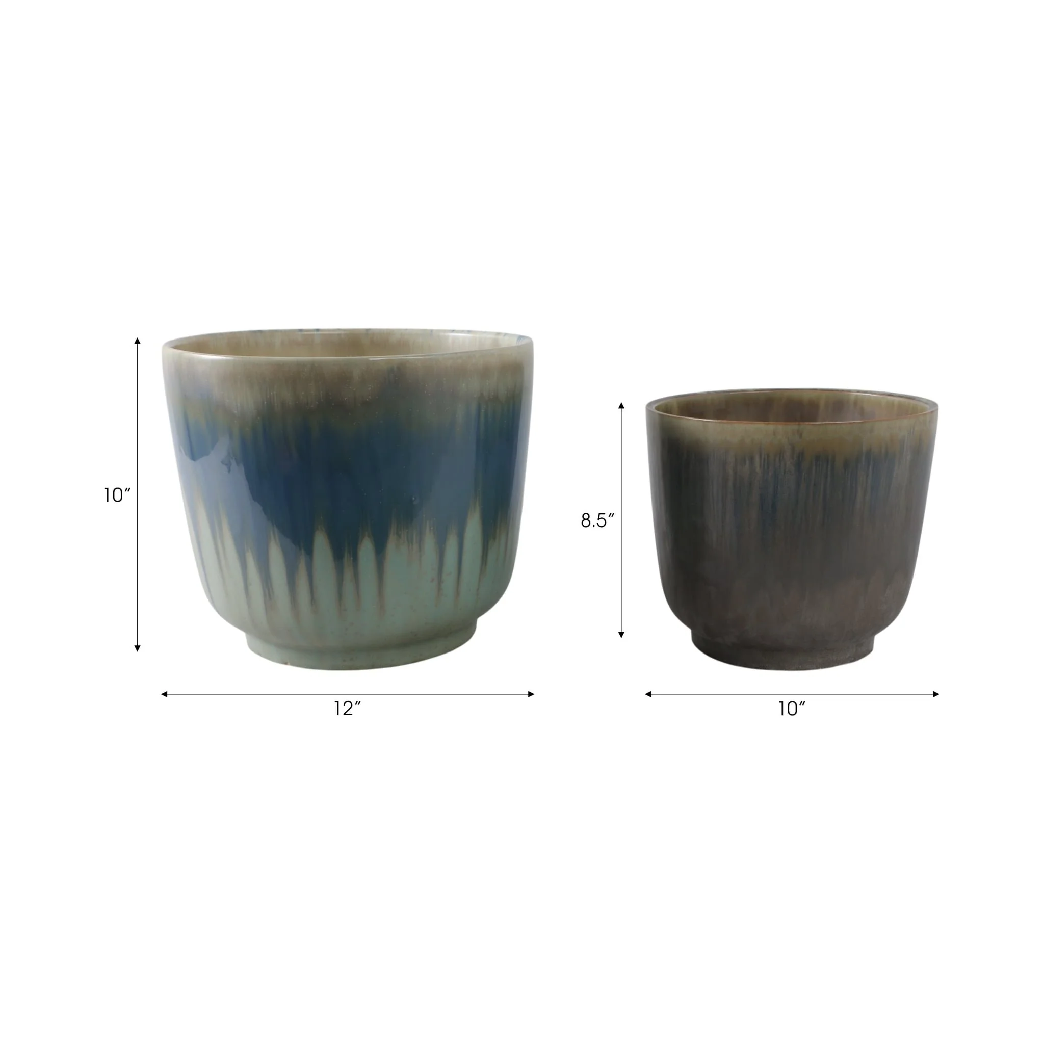 S/2 10/12" Reactive Multi Glazed Planters - Image 6