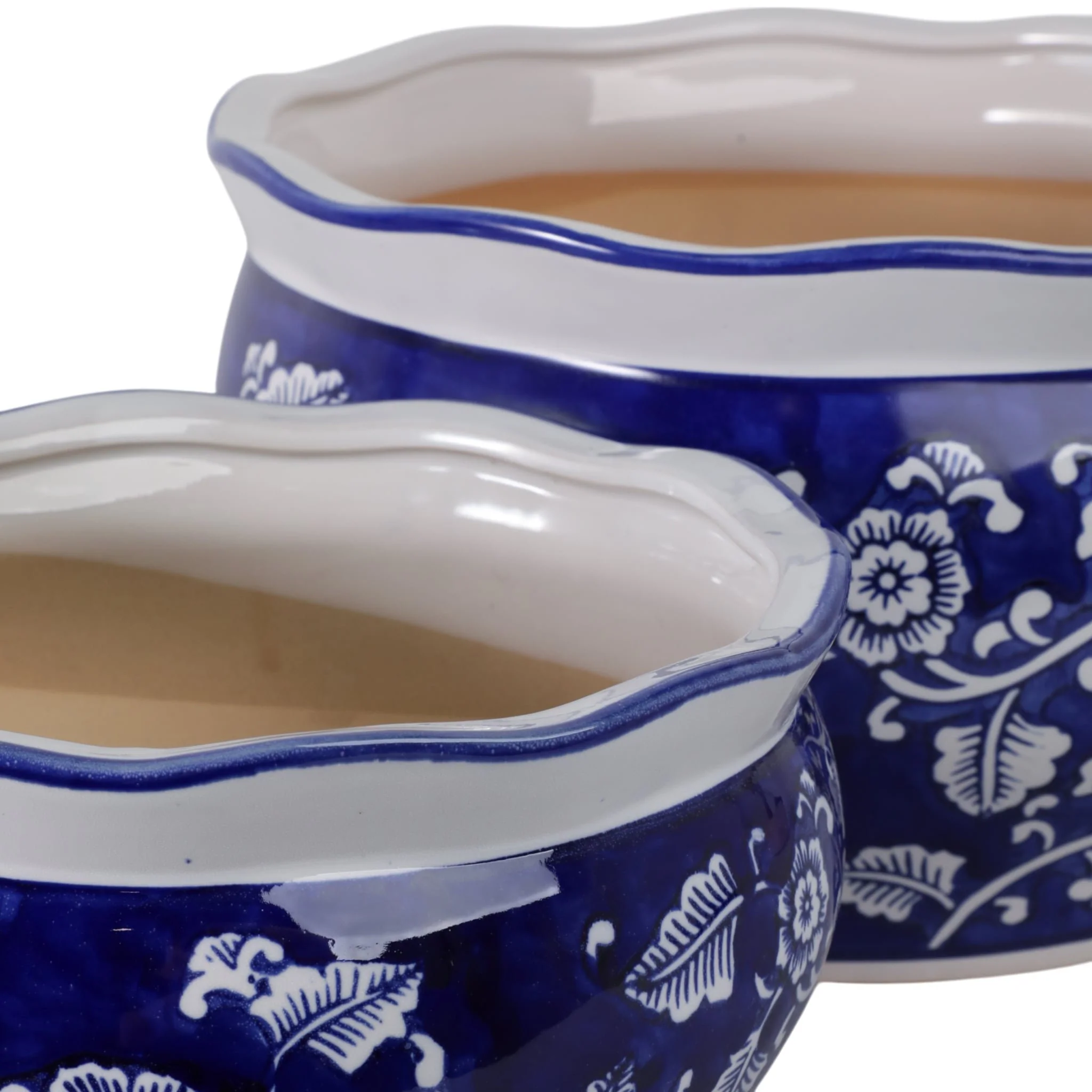 S/2 10/12" Round Chinoisere Planters, Blue/wht - Image 6