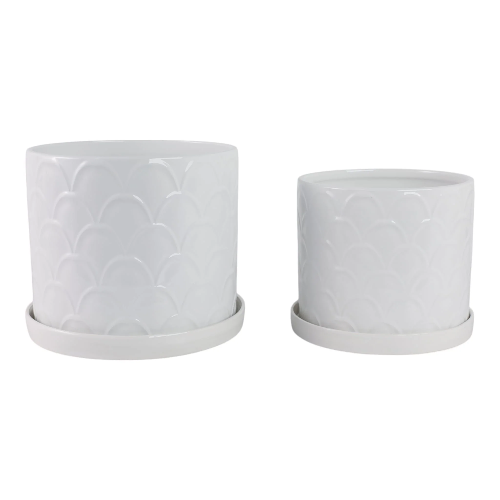 S/2 10/12" Scallop Planter, White - Image 3