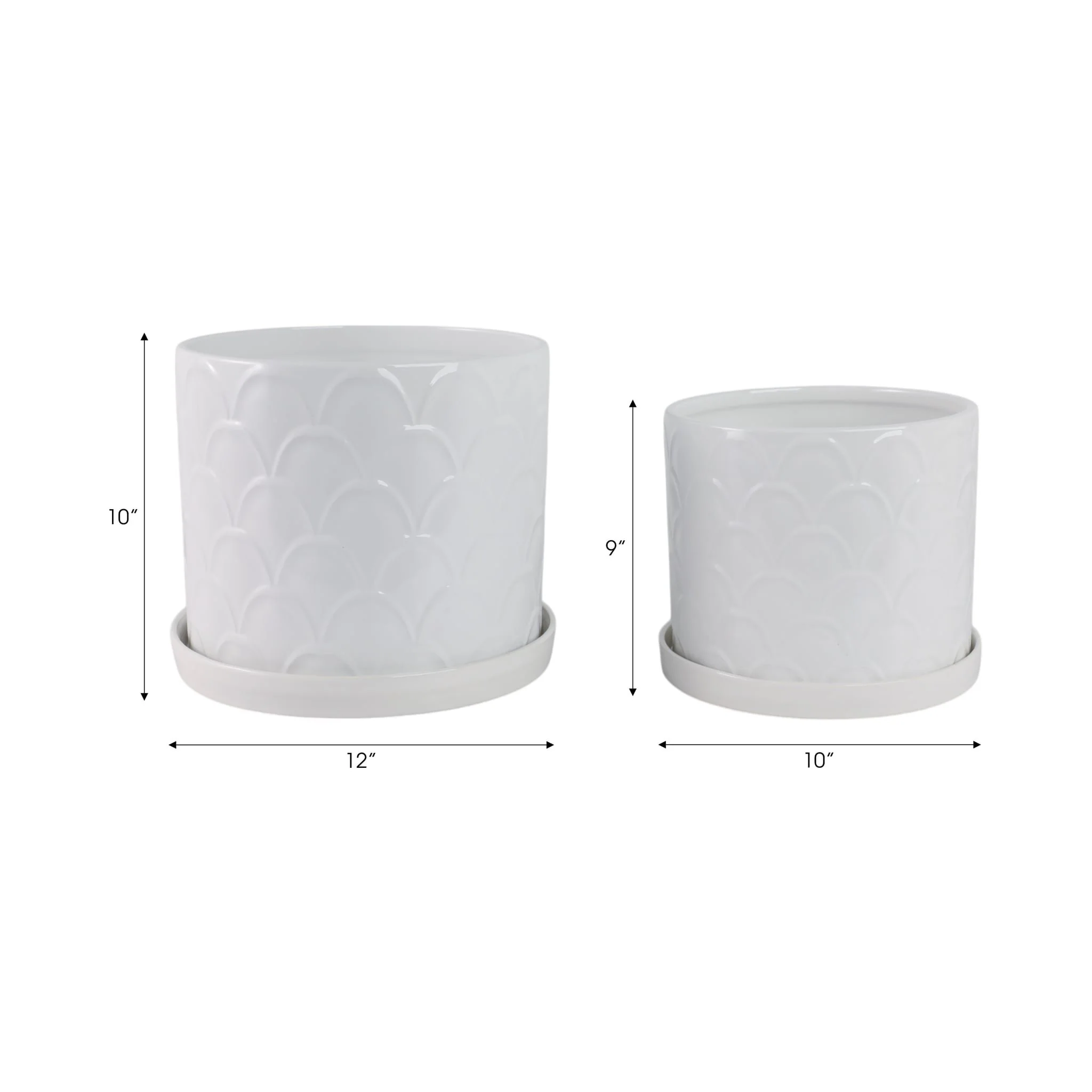 S/2 10/12" Scallop Planter, White - Image 8