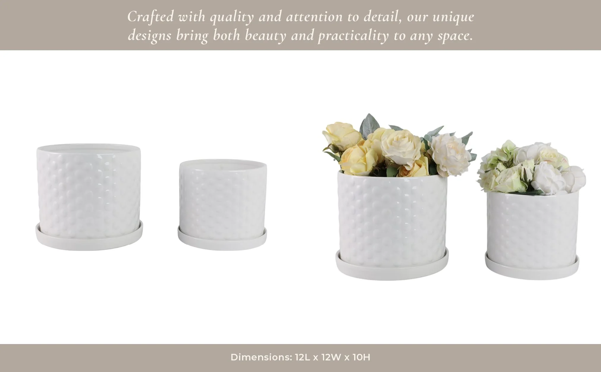 S/2 10/12" Small Bubble Planter, White - Image 12