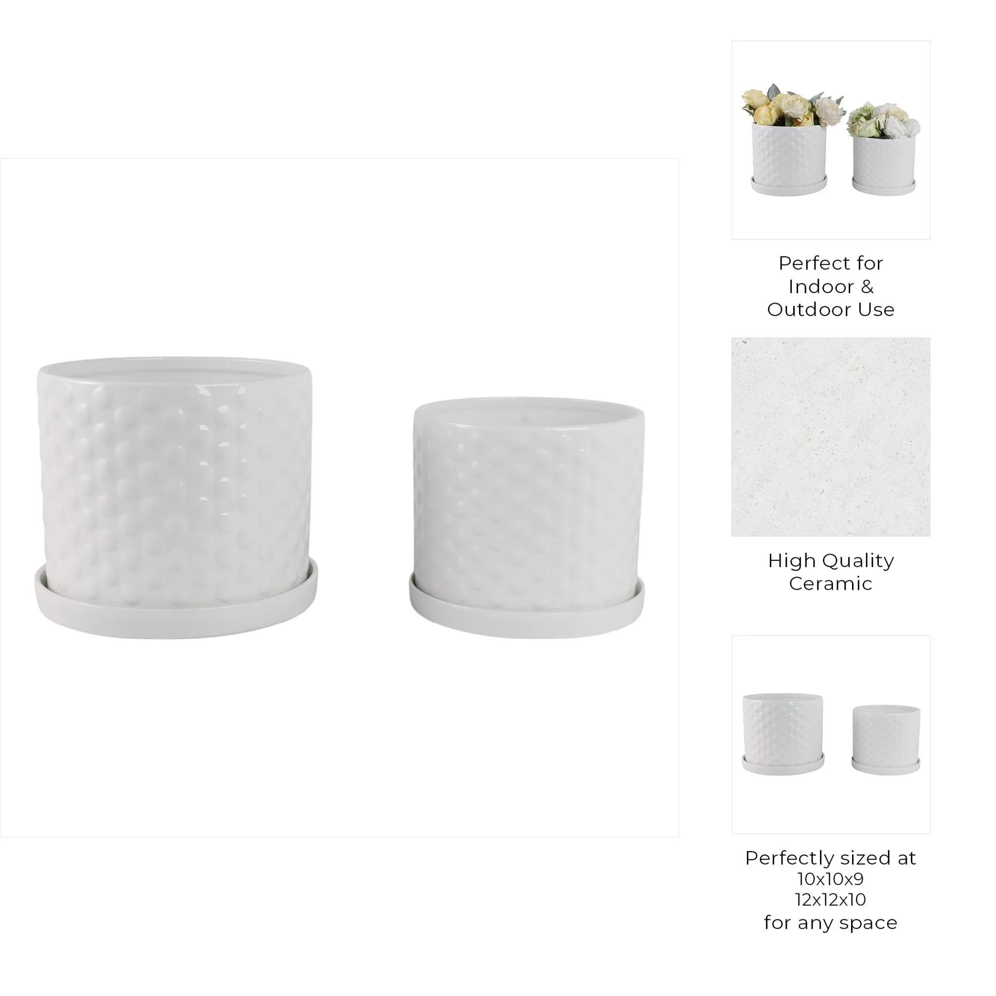 S/2 10/12" Small Bubble Planter, White - Image 9