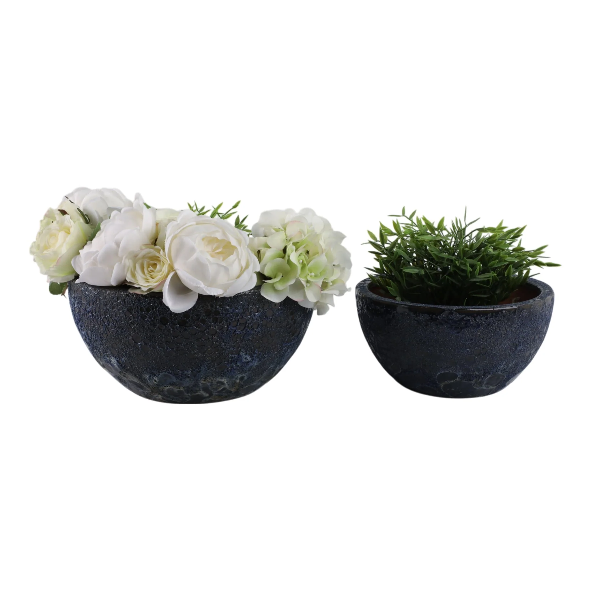 S/2 10/13" Lava Bowl Planters, Blue - Image 2