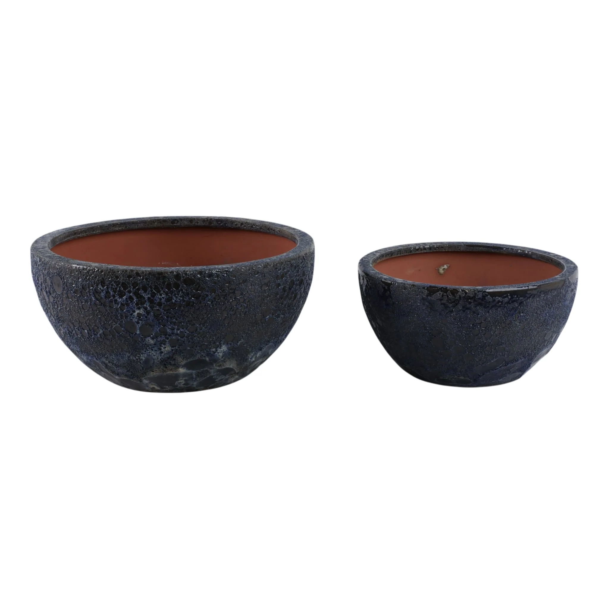 S/2 10/13" Lava Bowl Planters, Blue - Image 3