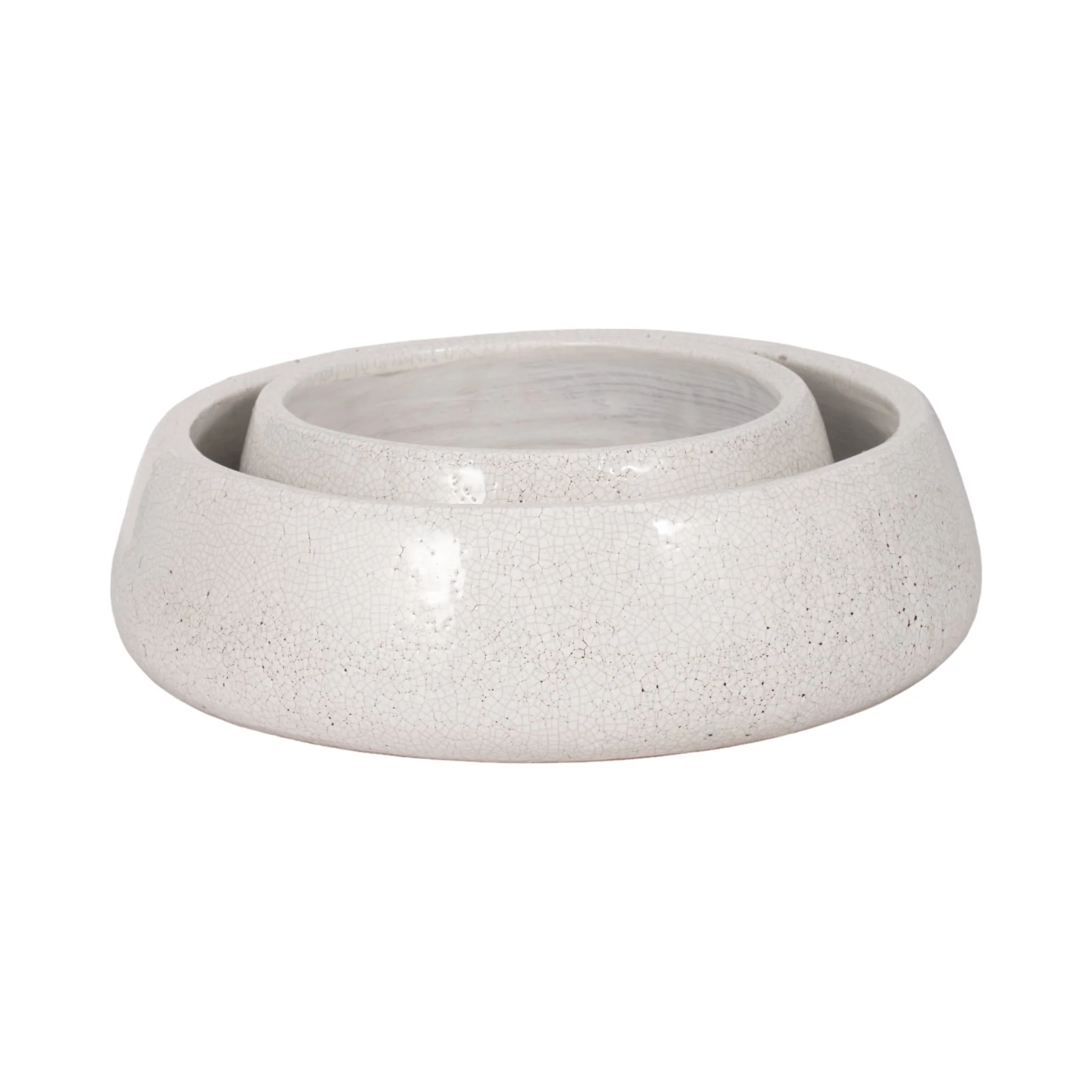 S/2 10/14" Bowls, White Crackle - Image 4