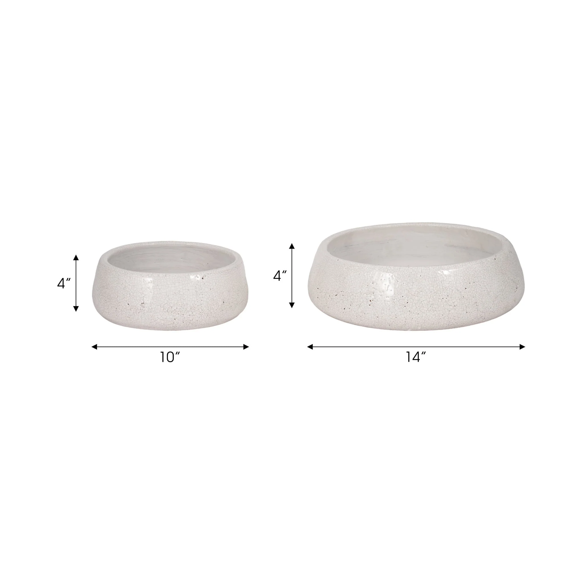 S/2 10/14" Bowls, White Crackle - Image 7