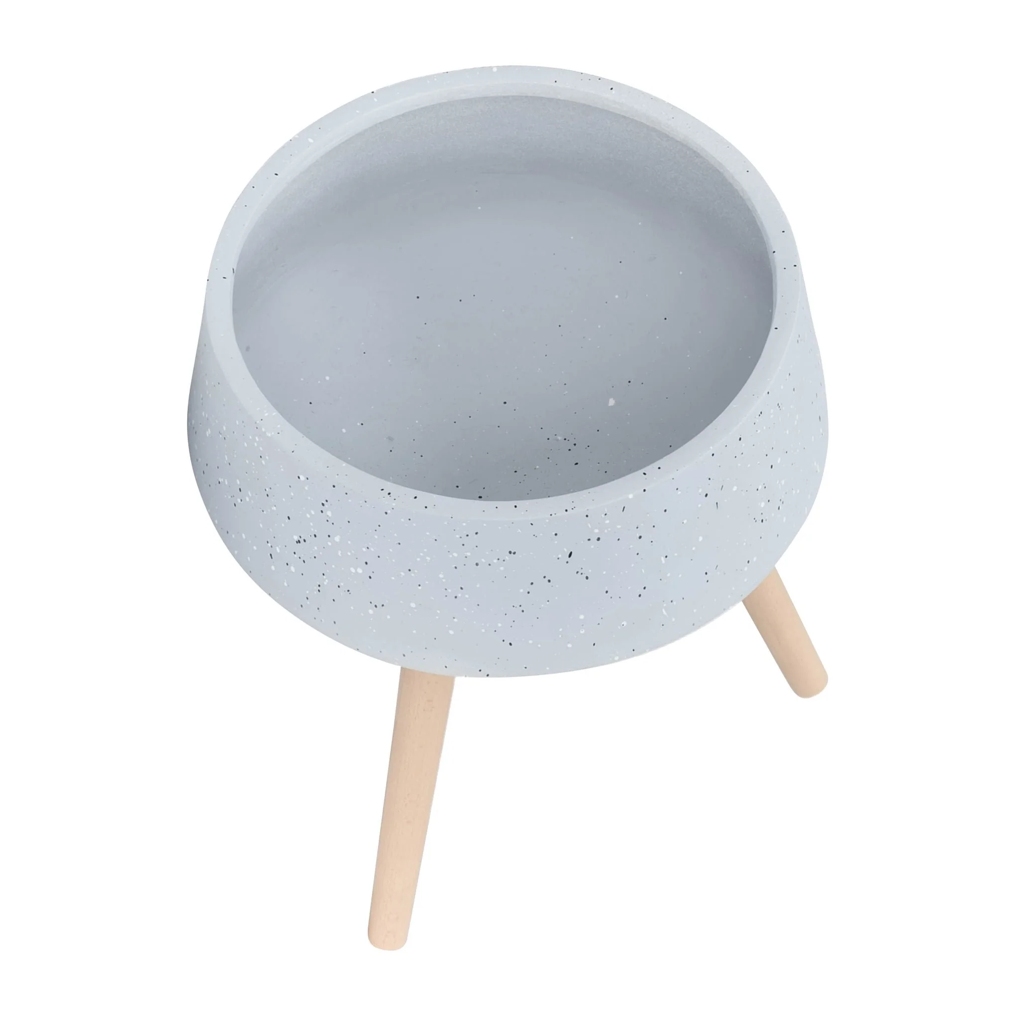 S/2 11/15" Terrazzo Planter W/ Wood Legs,  Gray - Image 4