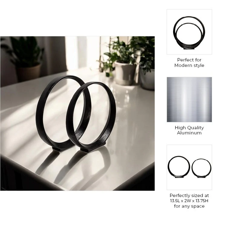 S/2 12/14" Aluminum Ring, Black - Image 8