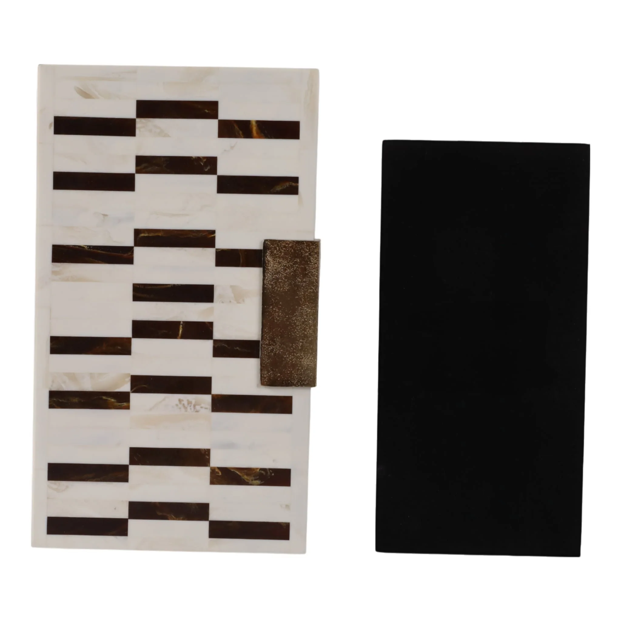 S/2 12/14" Boxes With Hardware, Brown/ivory - Image 5