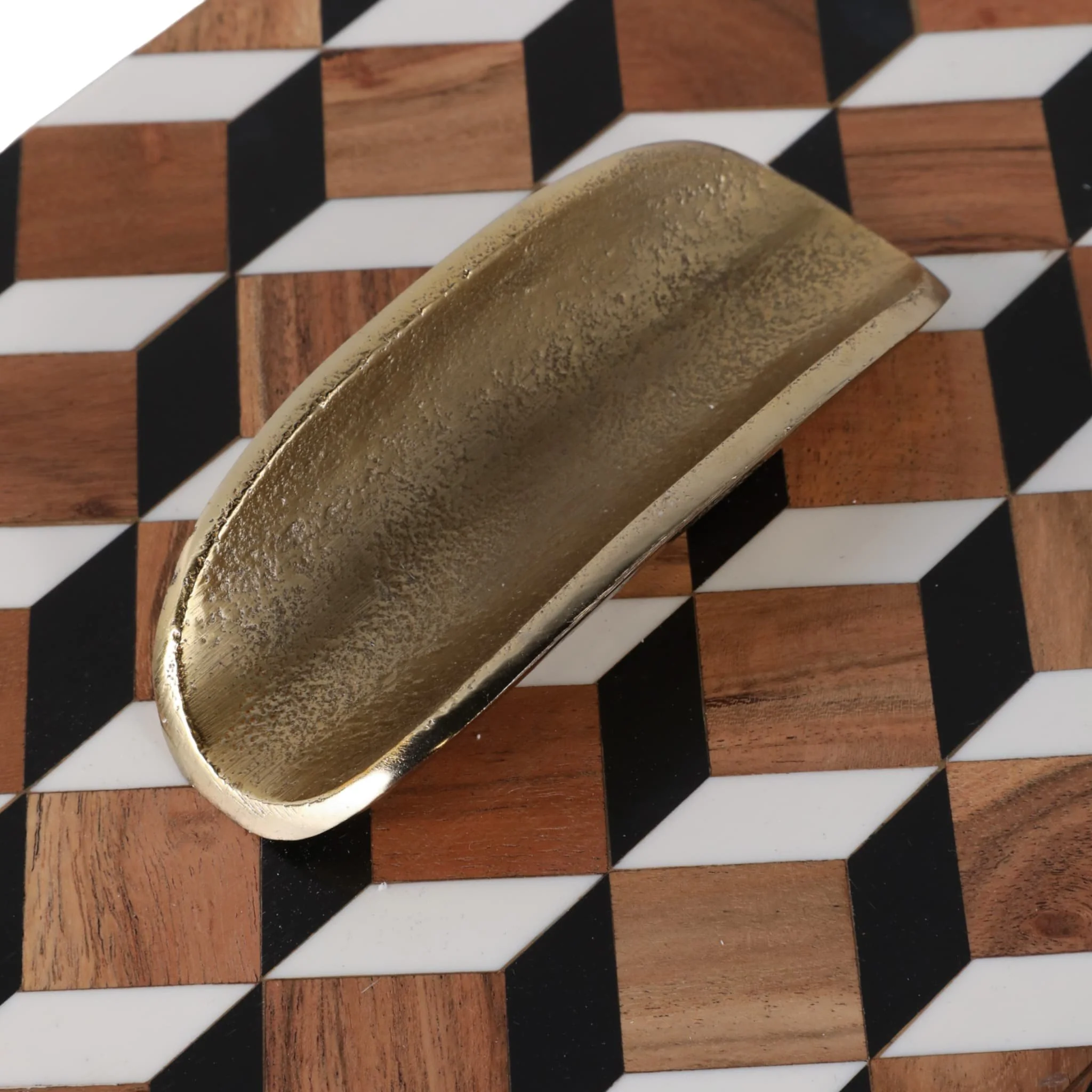 S/2 12/14" Geo Print Footed Boxes, Black/brown - Image 4