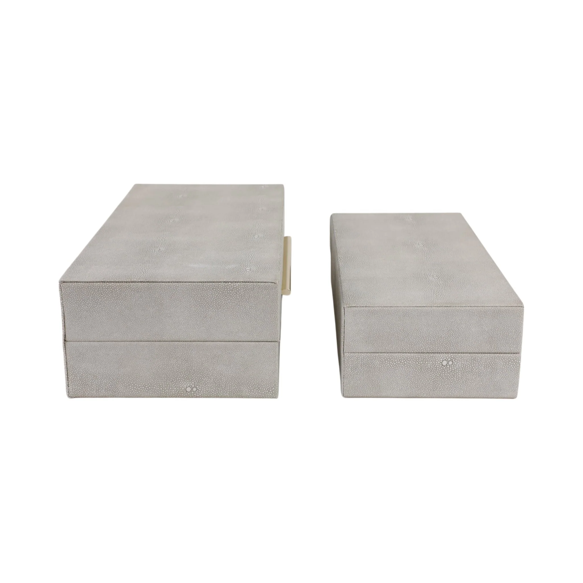S/2 12/14" Rectangular Shagreen Boxes, Ivory - Image 3