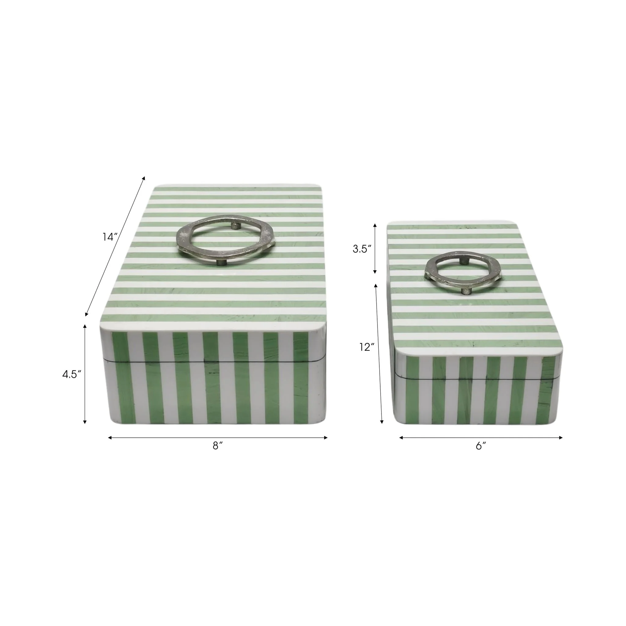 S/2 12/14? Strpd Resin Boxes W/ Hardware, Grn/ivry - Image 8