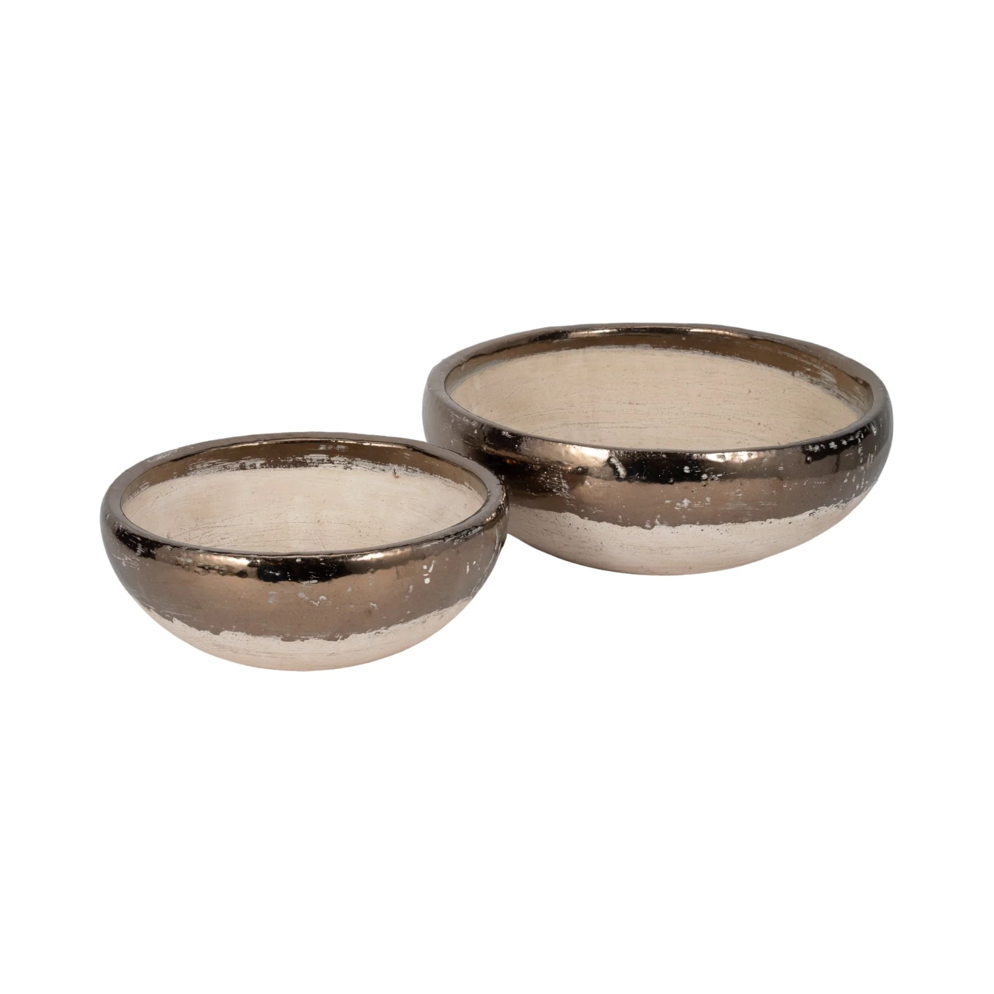 S/2 12/15" Gold Rim Bowls, Grey - Image 4