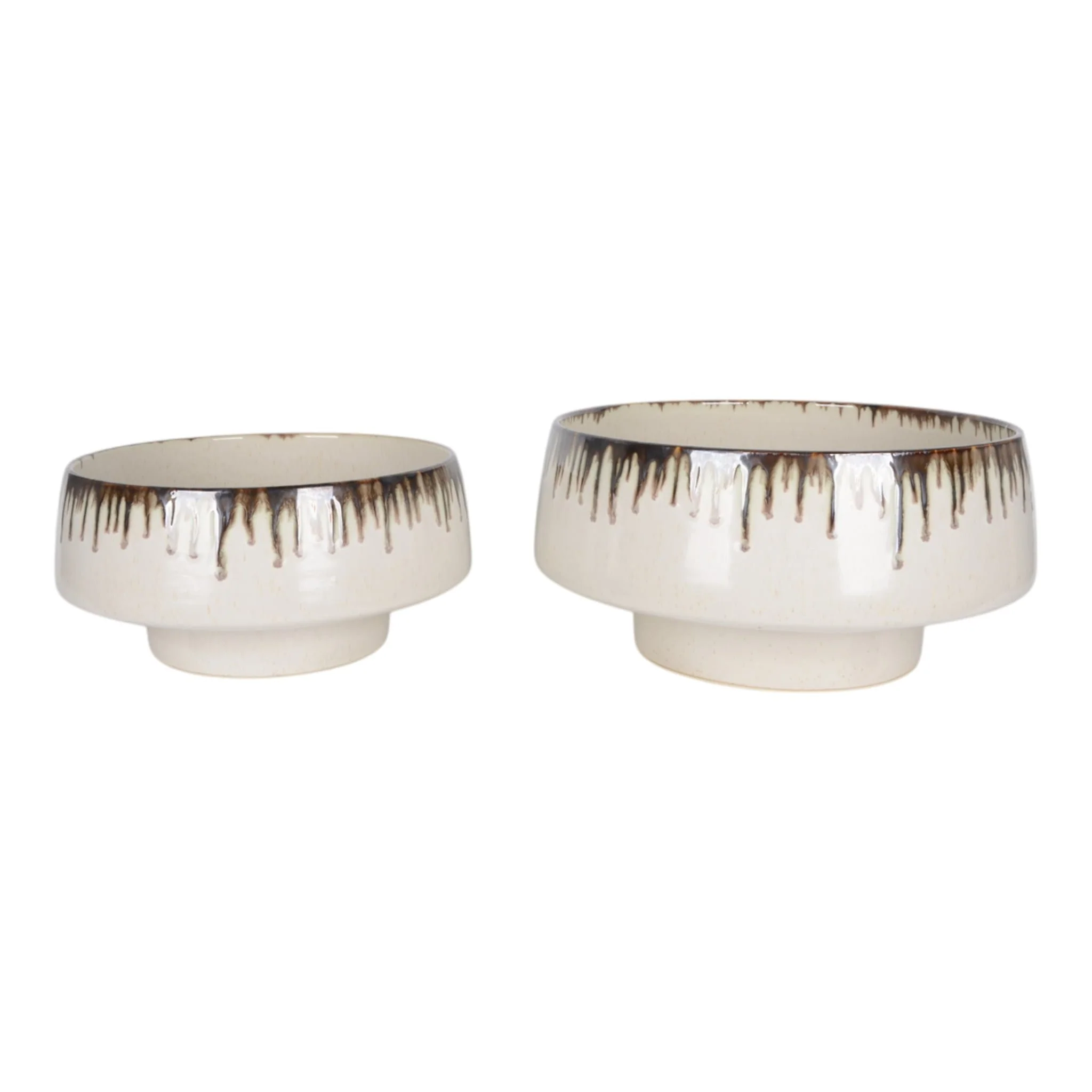 S/2 12/15" Reactive Grip Glaze Bowls, Ivory/brown - Image 4
