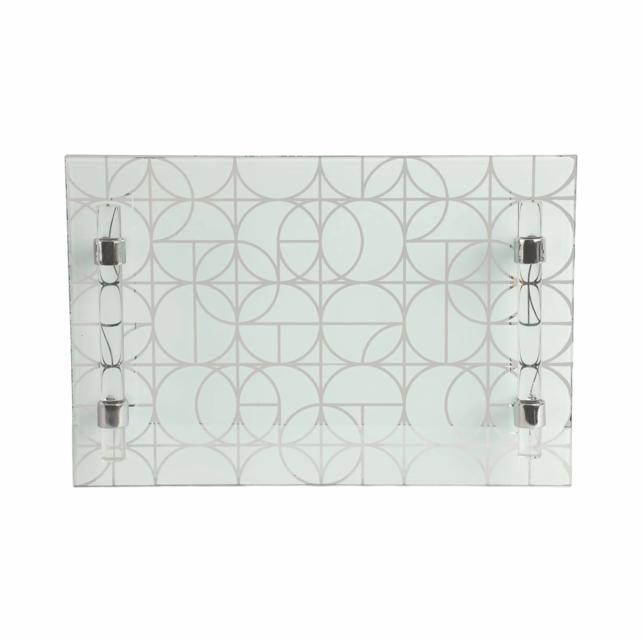 S/2 12/16" Sparkly Geo Glass Trays, Silver - Image 6