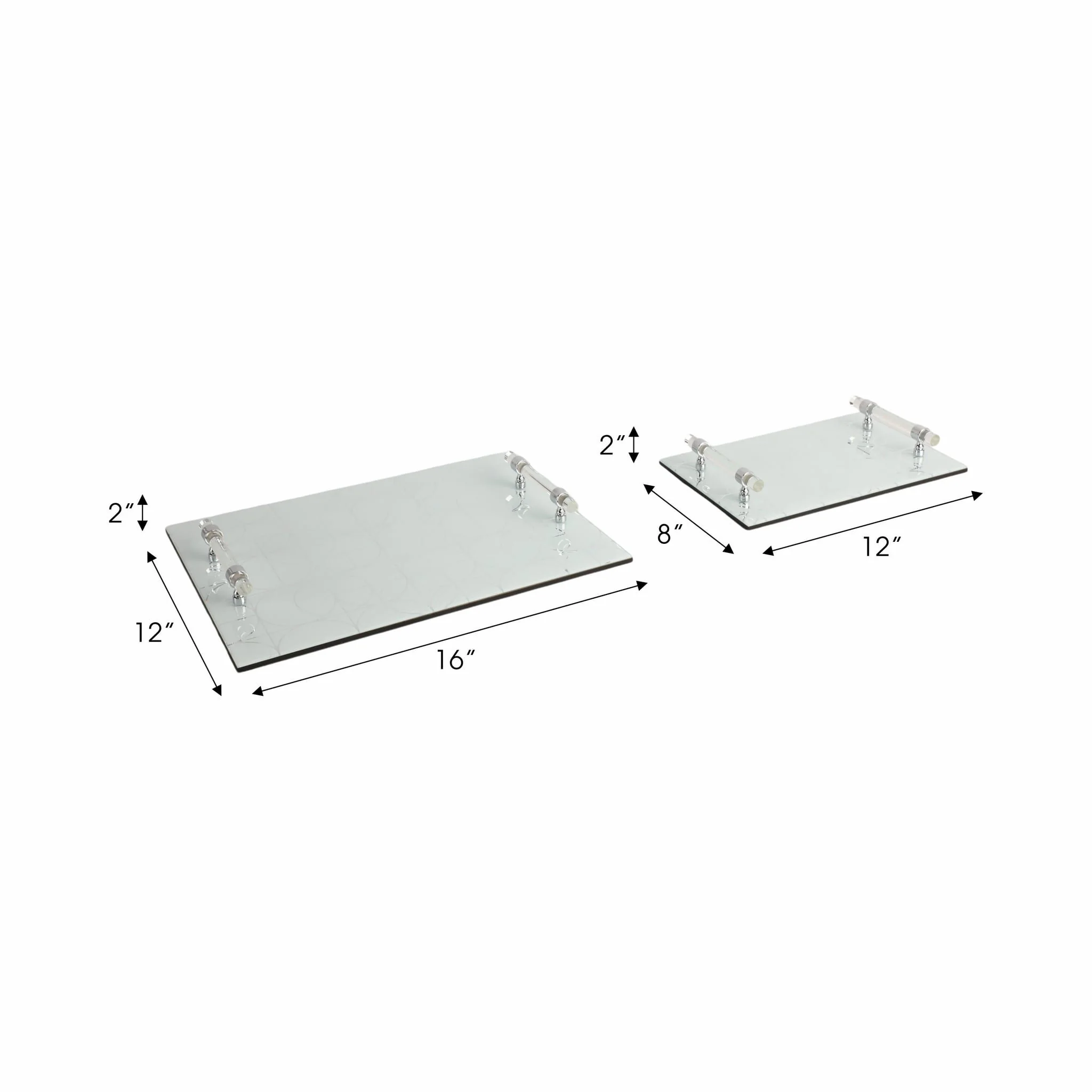 S/2 12/16" Sparkly Geo Glass Trays, Silver - Image 8